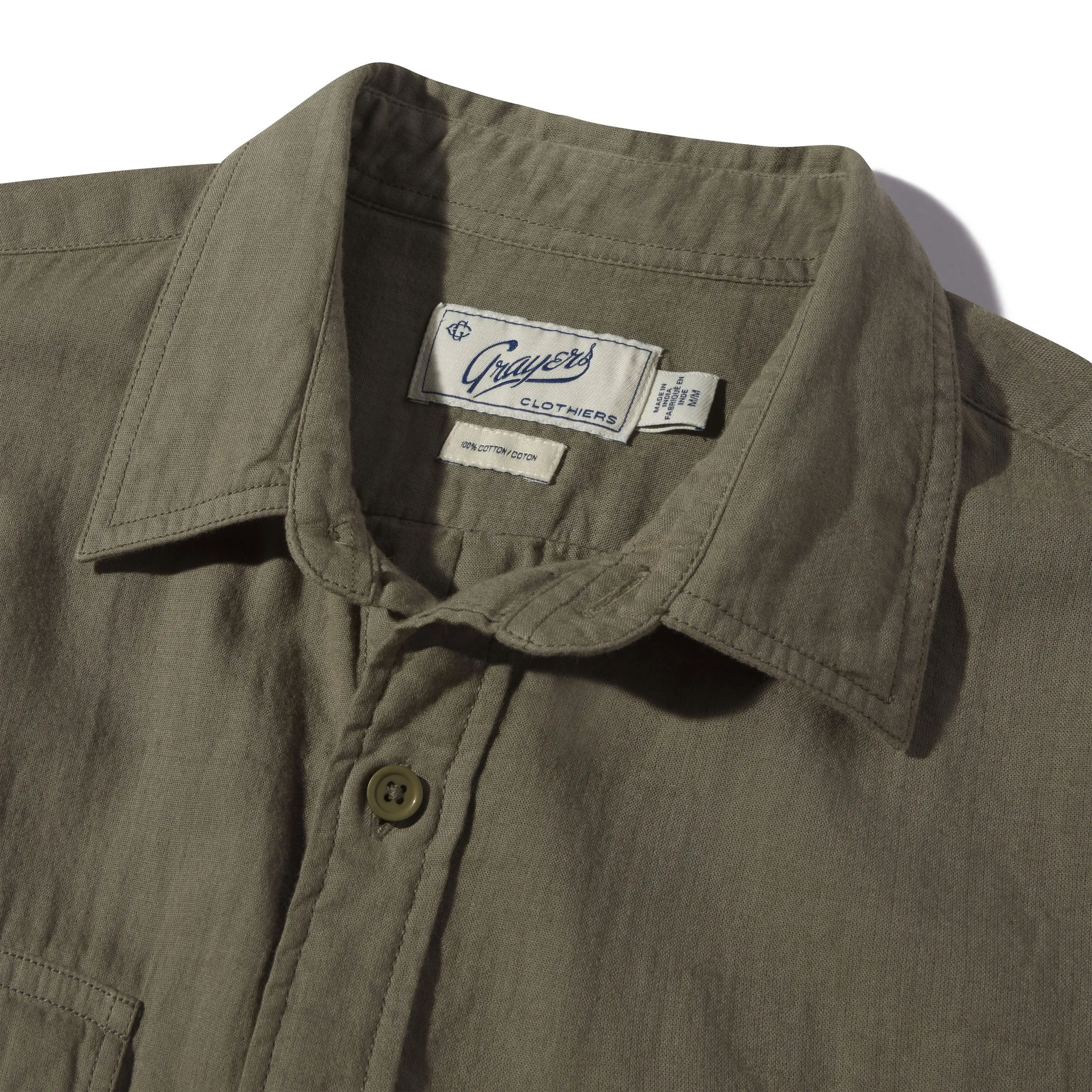 Brando Lightweight Double Cloth Shirt - Military Olive Casual layering piece Bold colors
