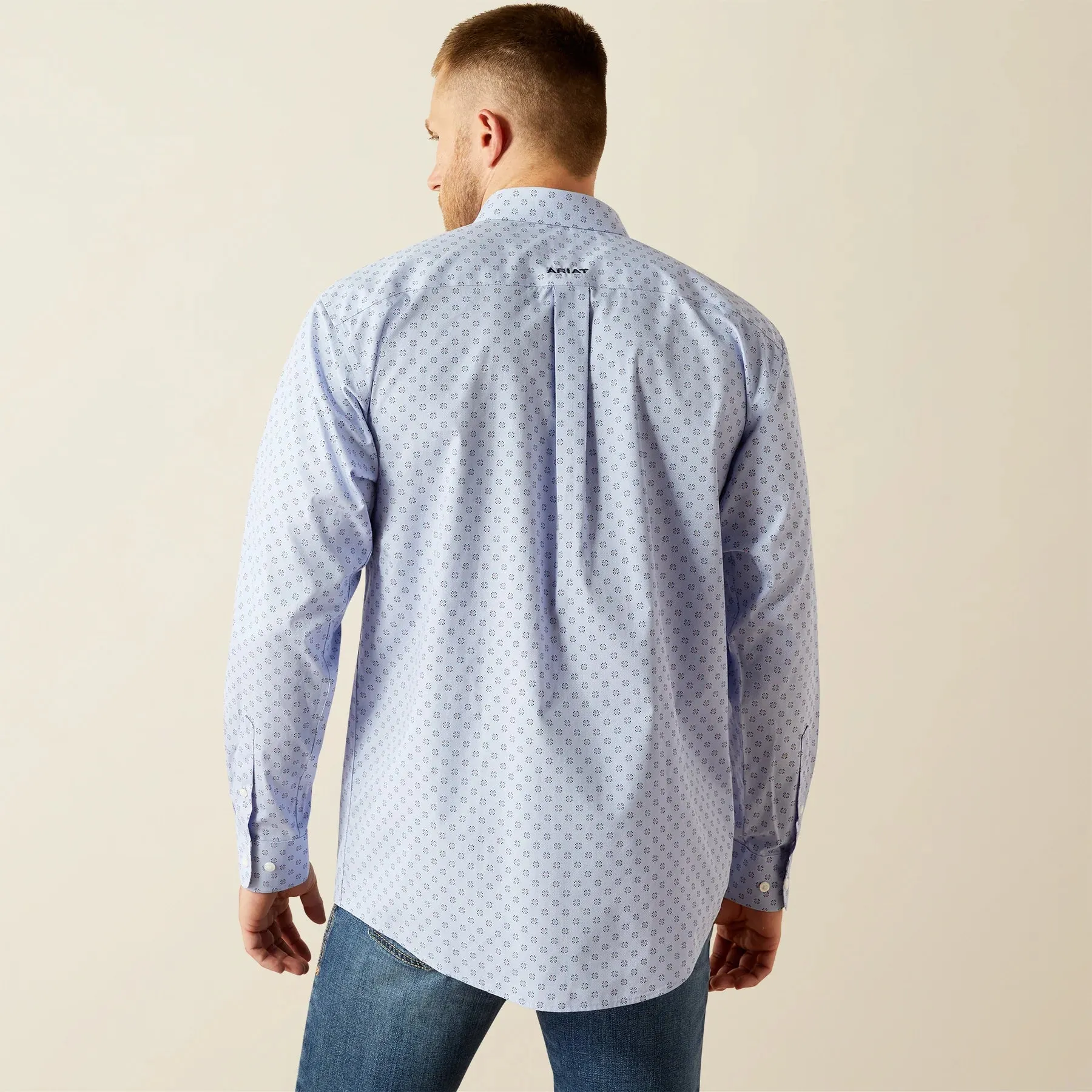 Vibrant Colors Comfy Style Ariat Men's L/S Wrinkle Free Otello Classic Fit Western Button Down Shirt in Periwinkle