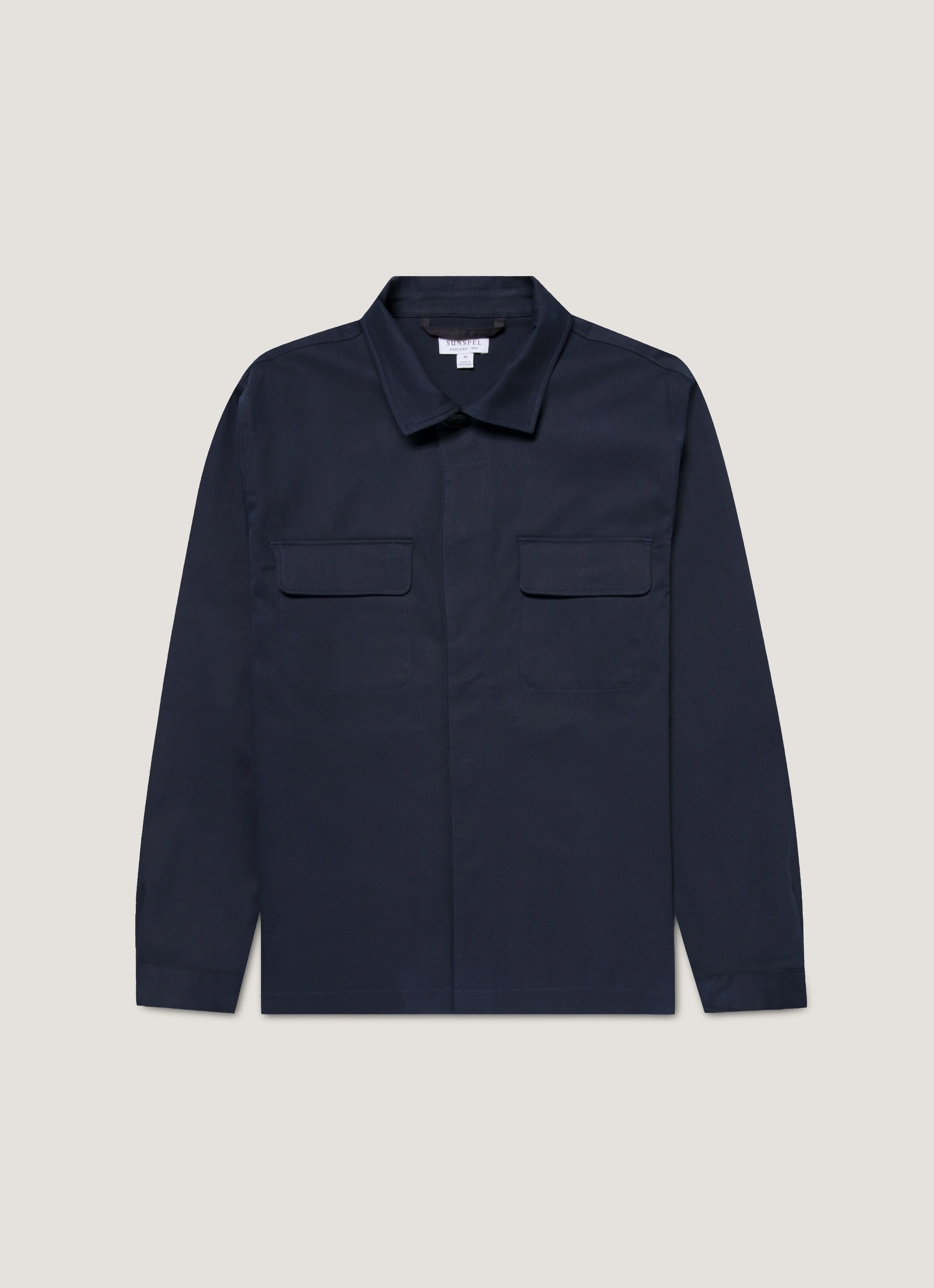 Men's Cotton Cashmere Overshirt in Navy Buttery Soft Fabric Denim combination