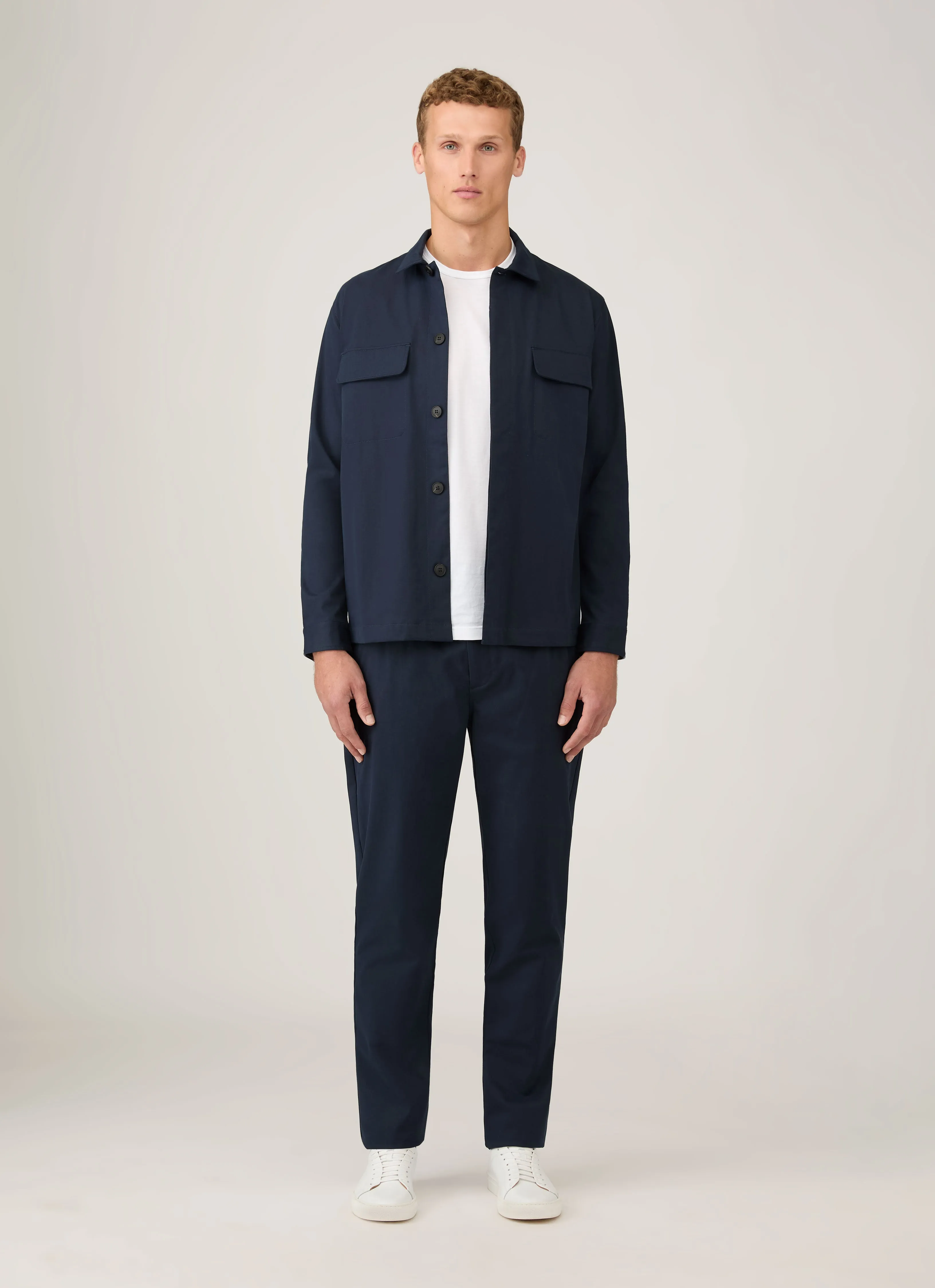 Men's Cotton Cashmere Overshirt in Navy Comfy Design