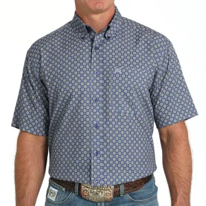 Cinch Men's S/S Arenaflex Floral Geometric Western Button Down Shirt in Royal Blue Wrinkle Resistant