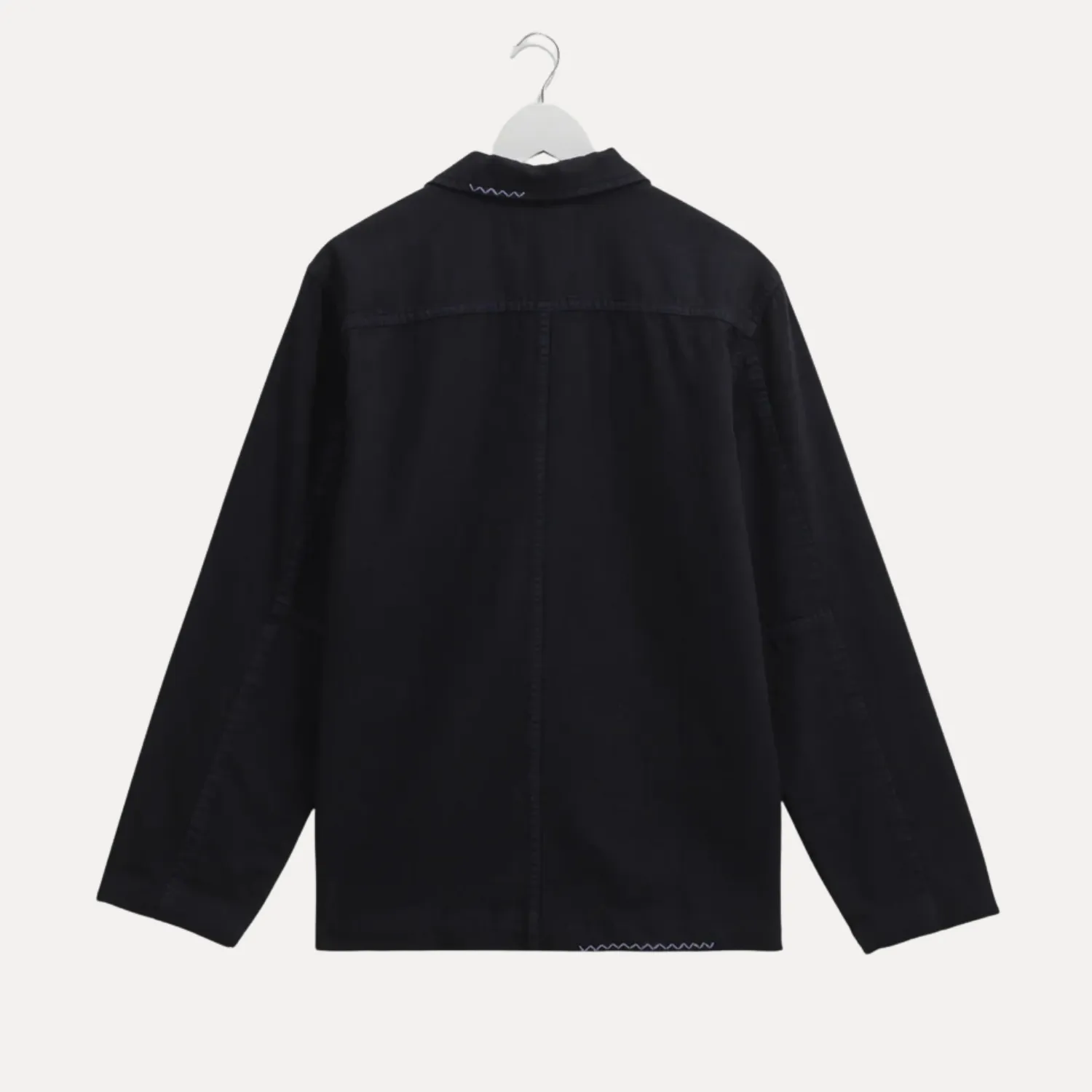 Double Layered Hood Compressed Packing Design Mews Jacket Cotton Linen Twill (Navy)