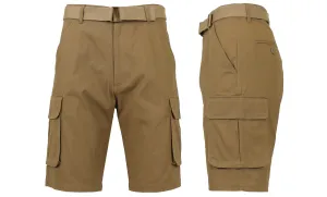 Men's Cotton Flex Stretch Cargo Shorts with Belt Casual Days