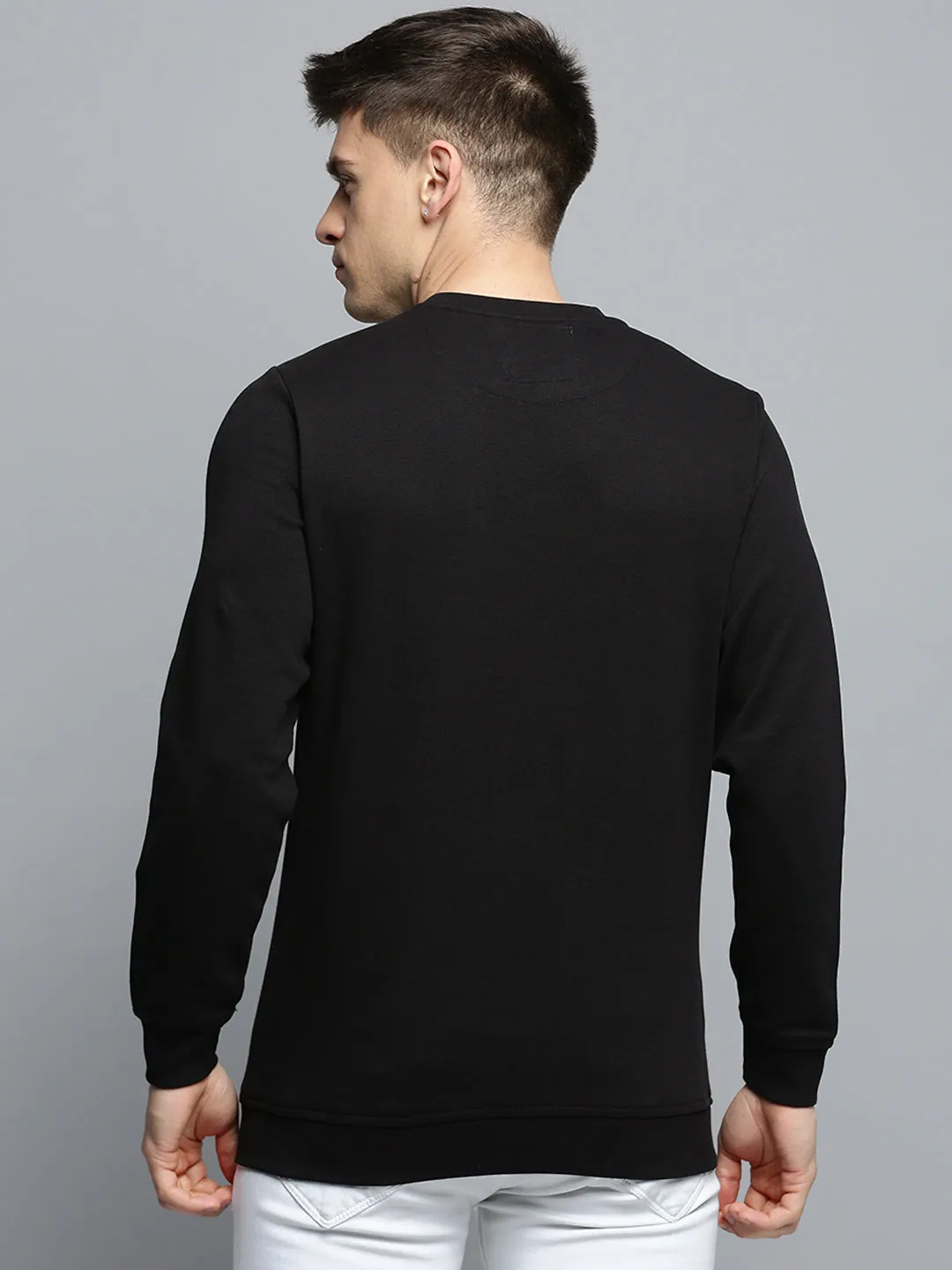 goes with sandals product checkered classicism Men's Black Typography Printed Cotton Sweatshirt