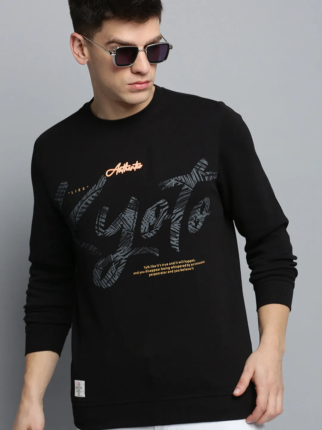 Men's Black Typography Printed Cotton Sweatshirt product gift worthiness