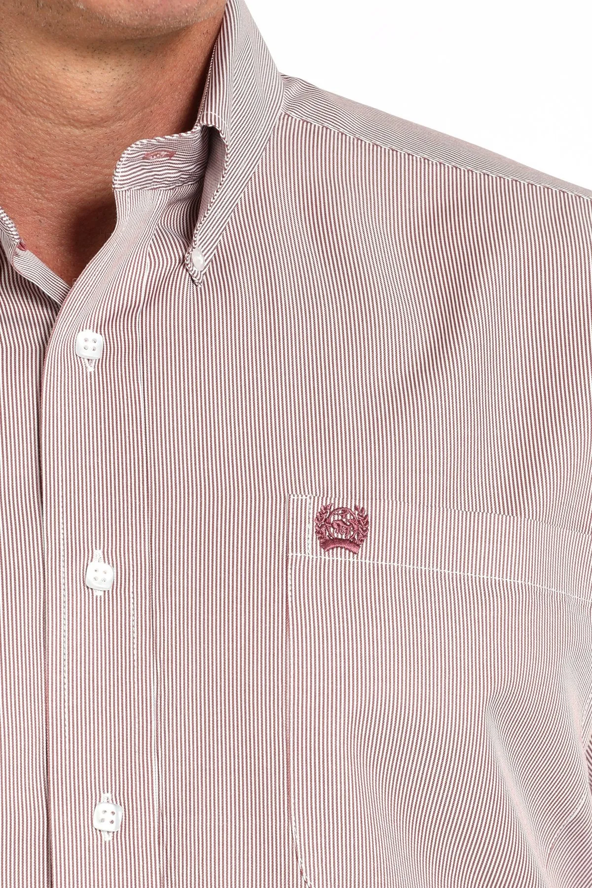 Holiday Outfit Cinch Men's Tencel? L/S Striped Button-Down Western Shirt in Pink