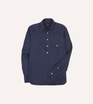 Essential Piece Complementary Colors Navy Linen Long Point Collar Popover Shirt