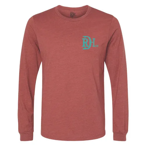 Red Dirt Hat Co. "High Noon" Long Sleeve Graphic T-Shirt in Heather Rust Hypoallergenic Fibers