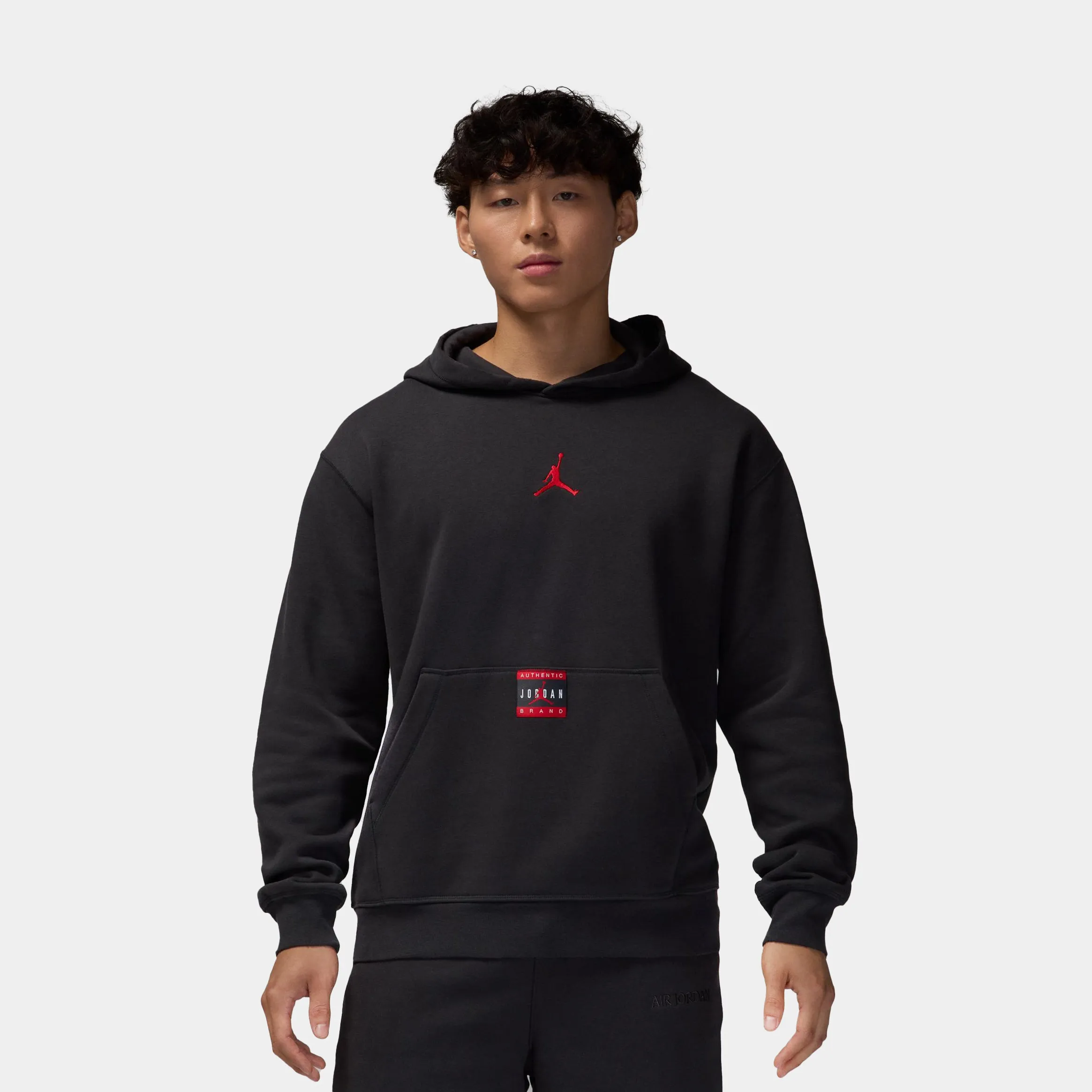 Brooklyn Fleece J Day Pullover Mens Hoodie (Off Noir/Gym Red) Cozy Vibe Tassel accents