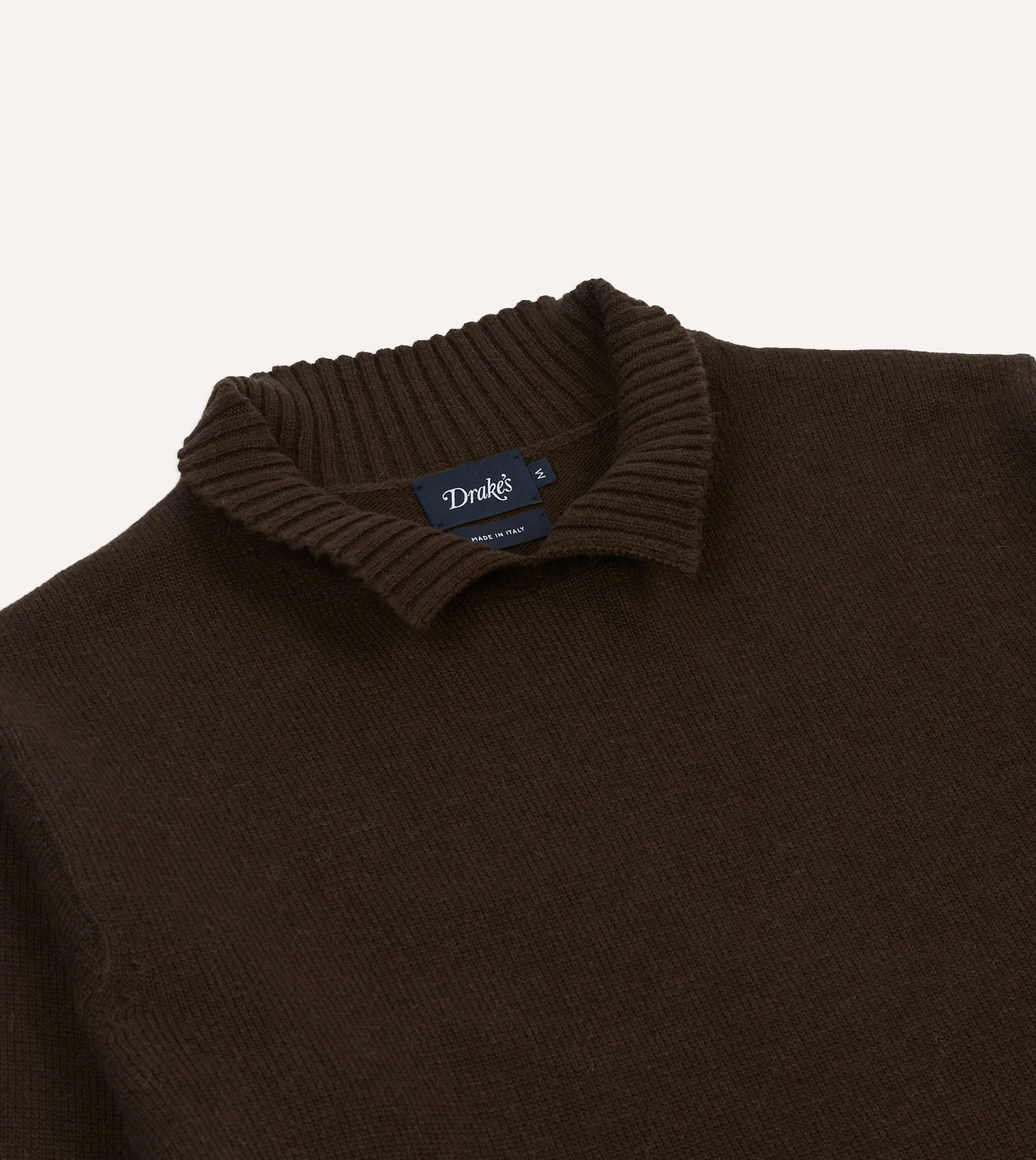 Brown Alpaca Lambswool Ribbed Integral Collar Jumper Versatile Layer
