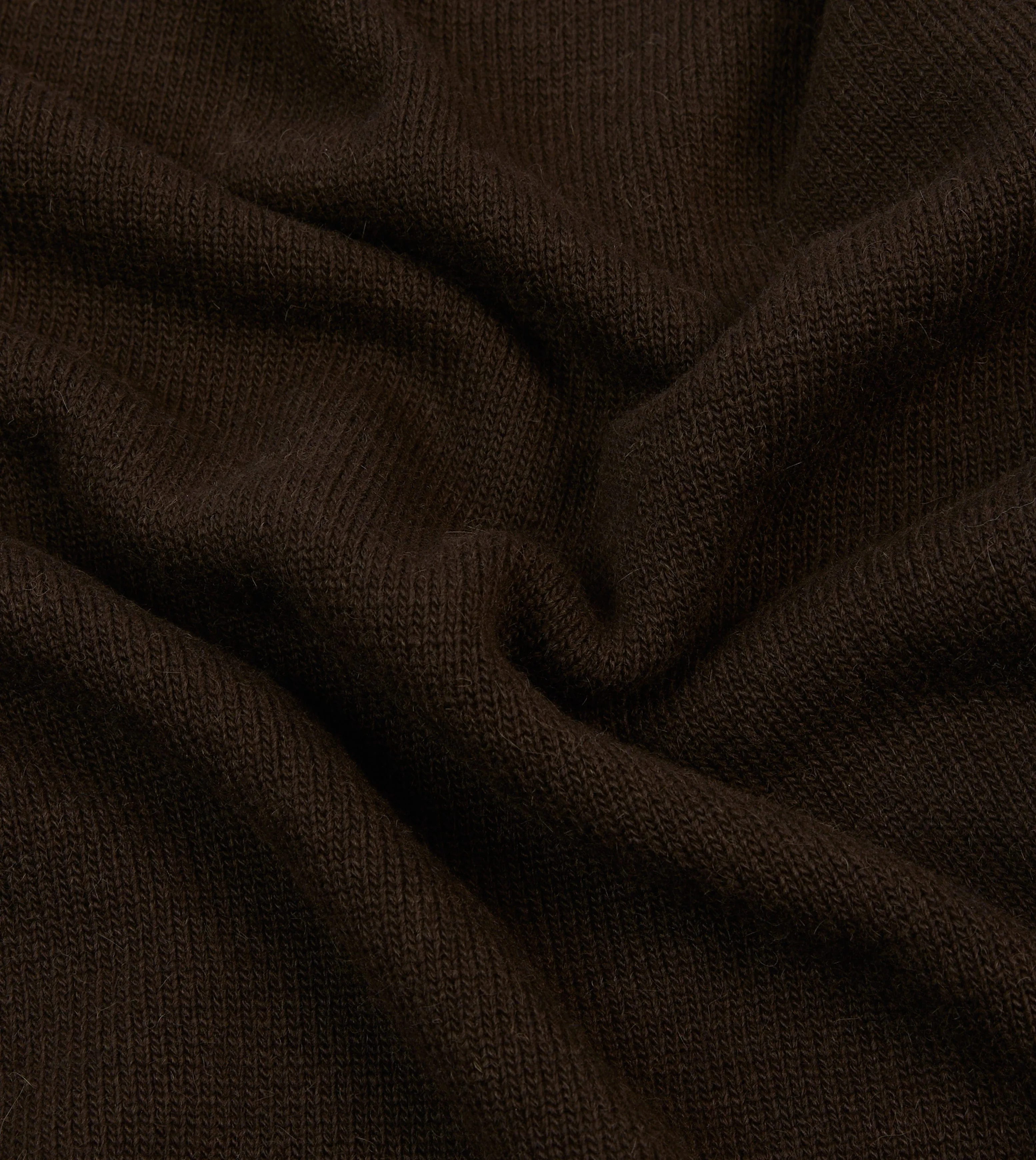 Quick drying material Timeless Feel Brown Alpaca Lambswool Ribbed Integral Collar Jumper