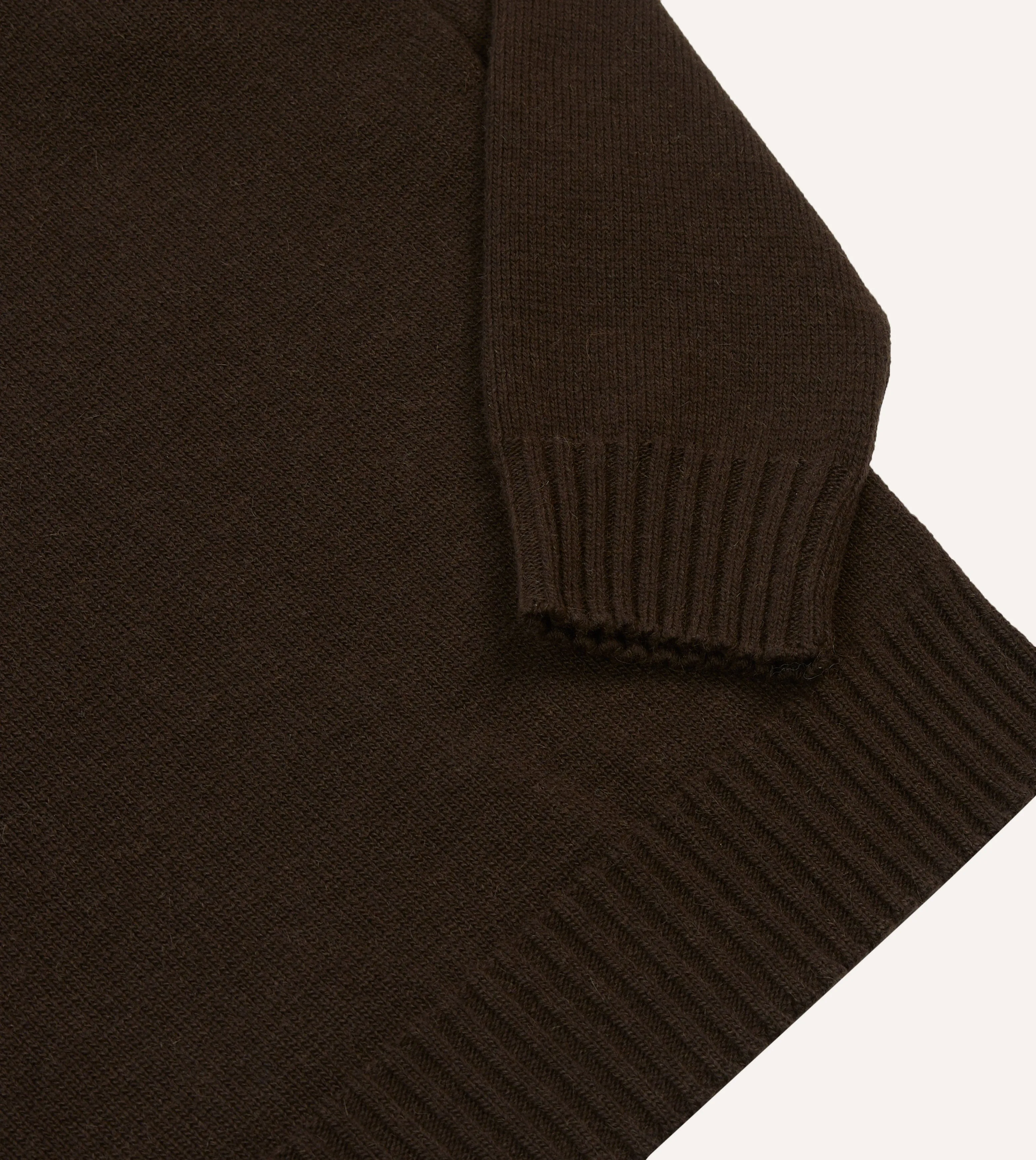 Brown Alpaca Lambswool Ribbed Integral Collar Jumper Street Layer