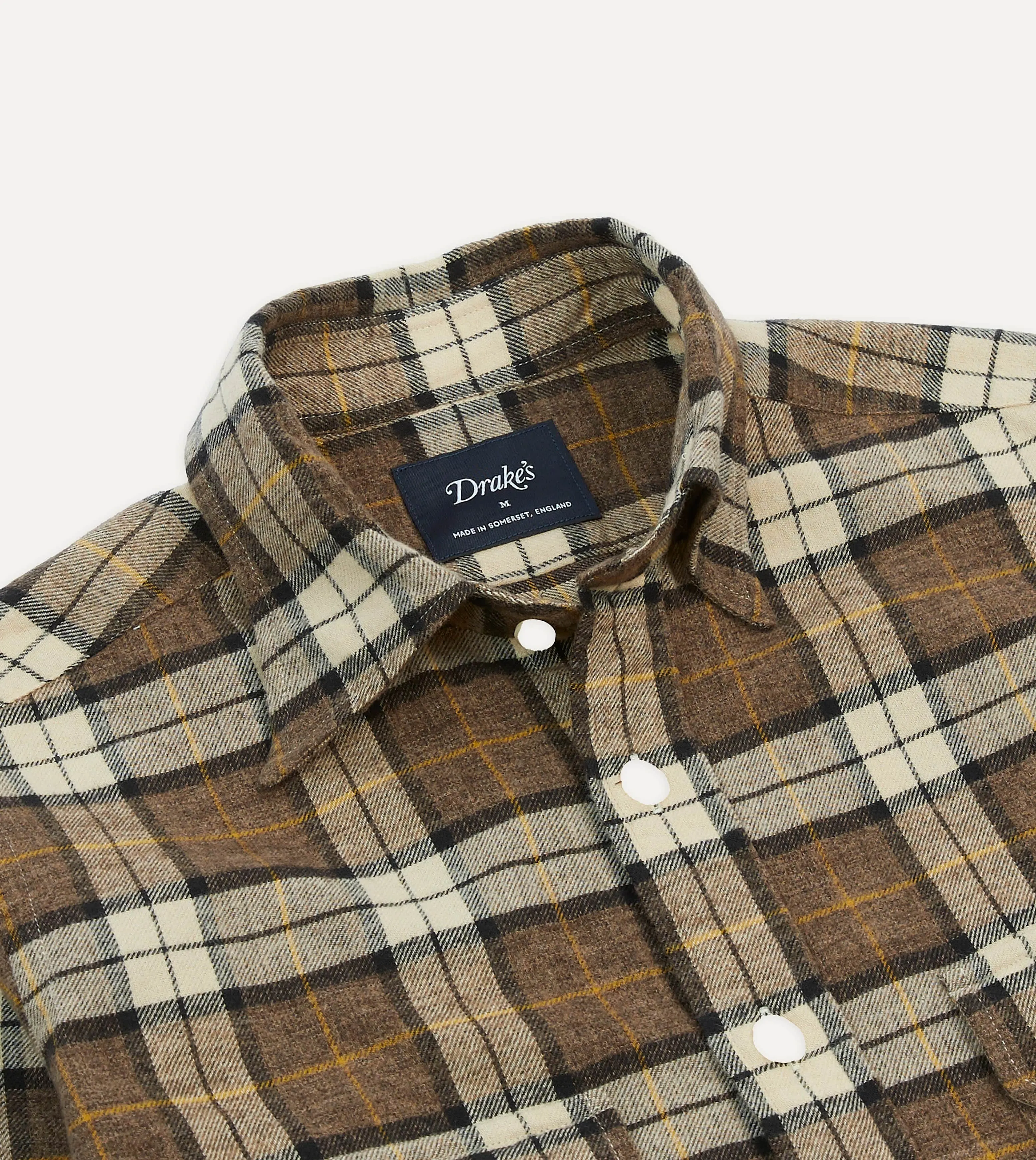 Brown Check Brushed Cotton Two-Pocket Work Shirt Perfect Comfort