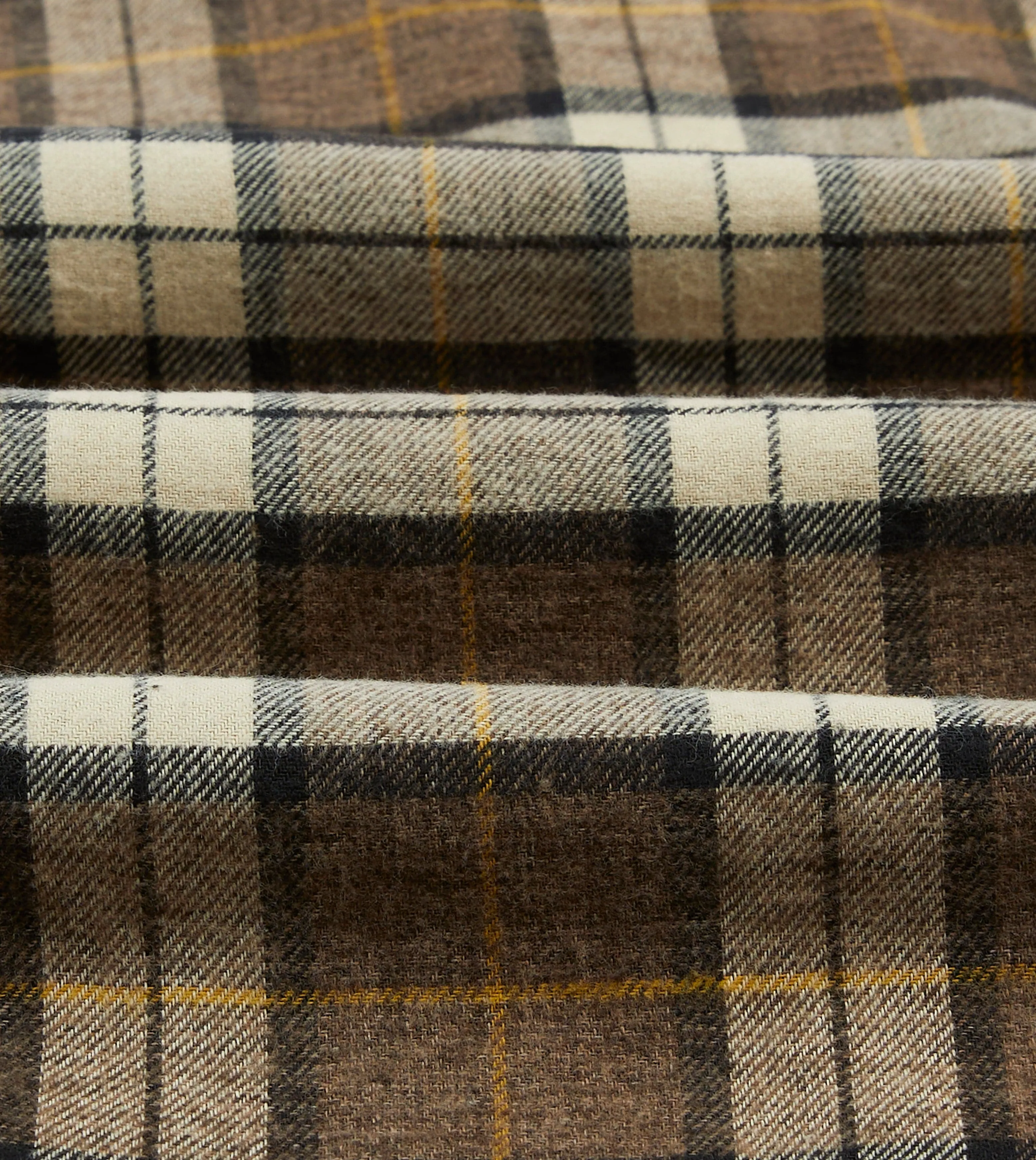 Brown Check Brushed Cotton Two-Pocket Work Shirt Crew Neck Design