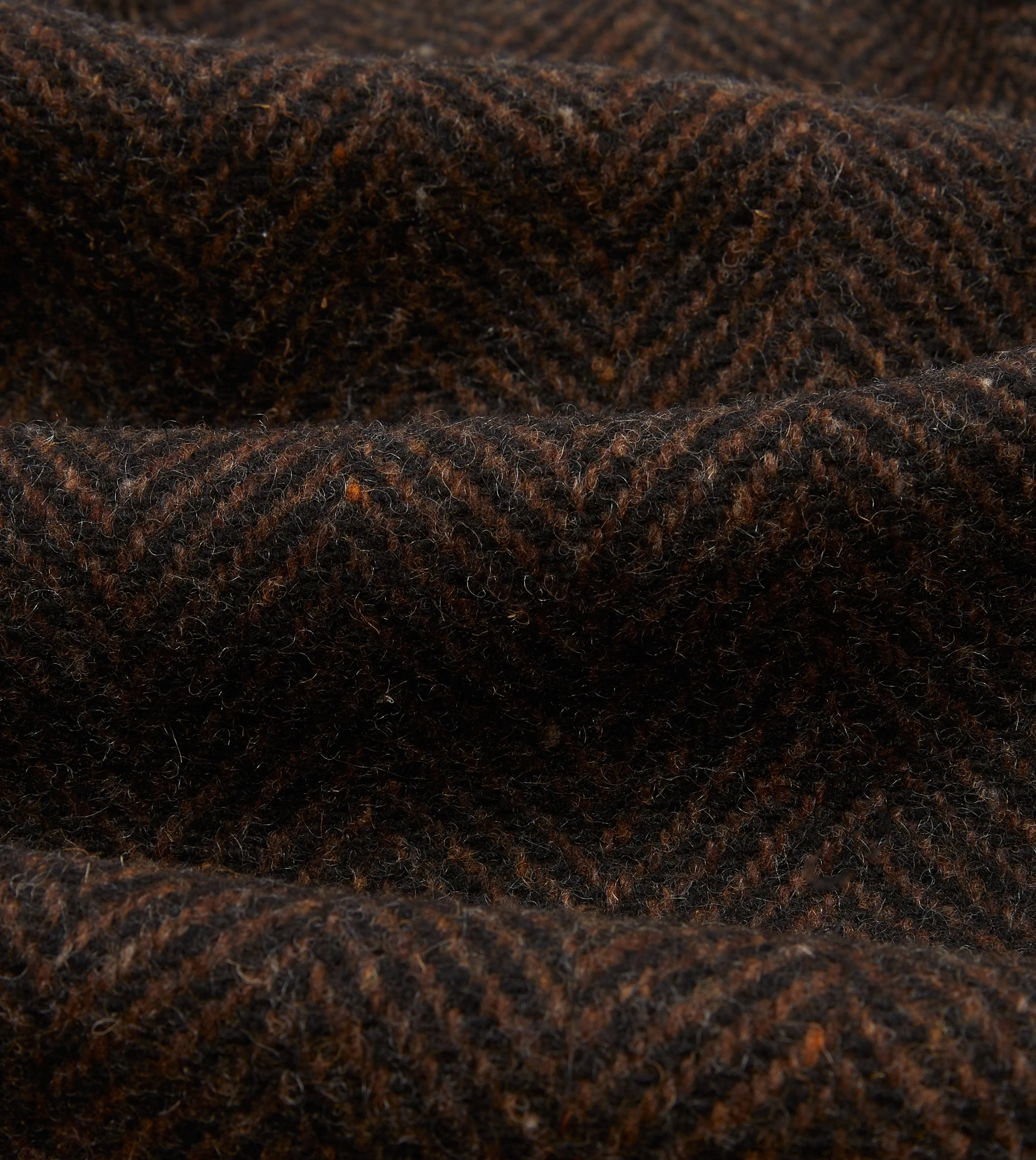 Brown Herringbone Wool Raglan Coat Easy Movement Cut