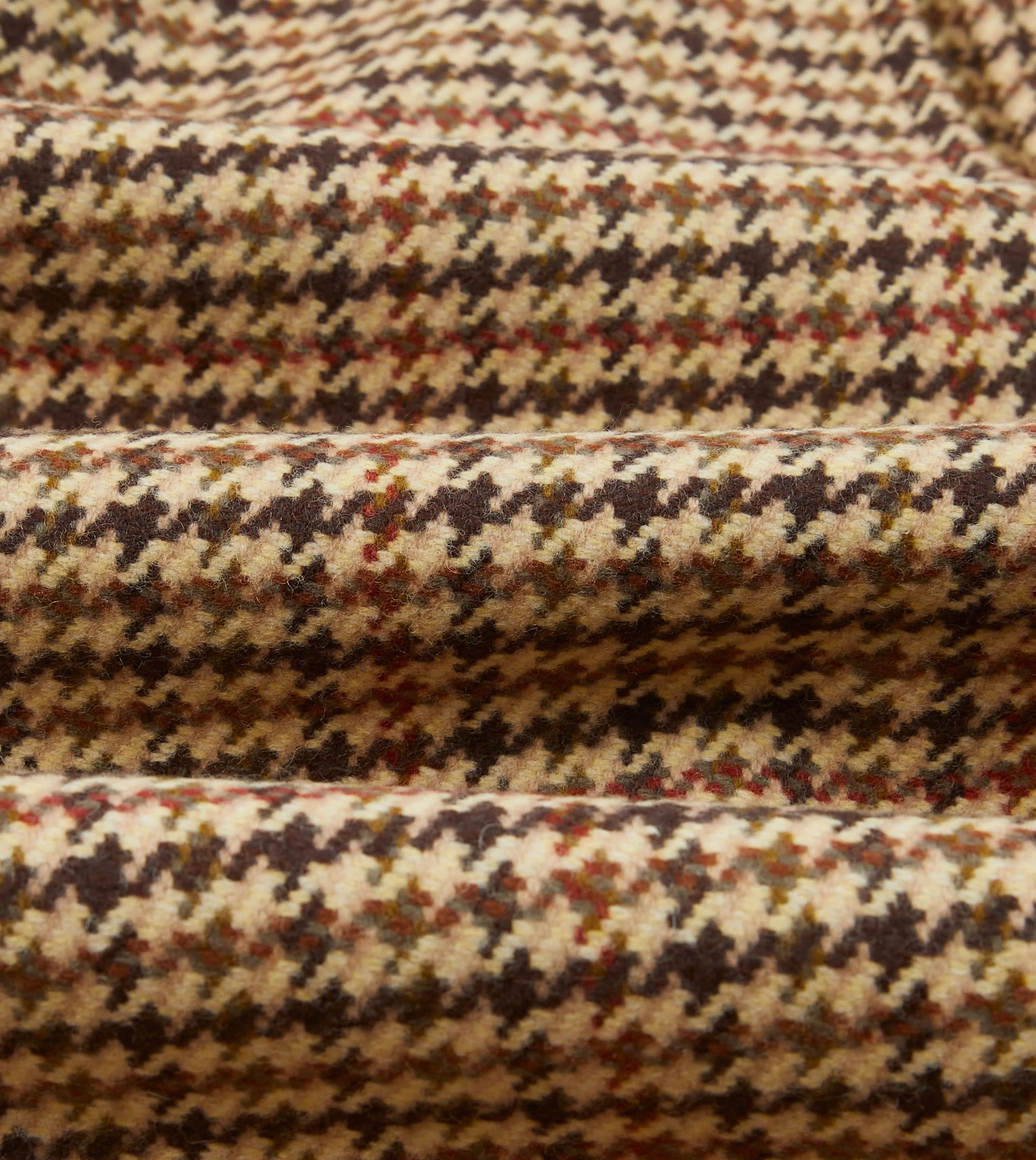 Brown Houndstooth Check Wool Raglan Coat Minimalist Pocket Layout Taped Seam Waterproofing