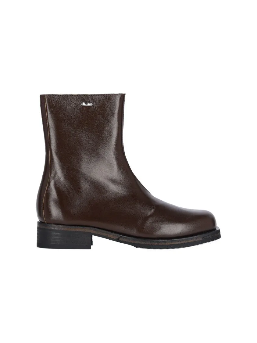 Brown Leather Square Toe Ankle Boots Cultural Events