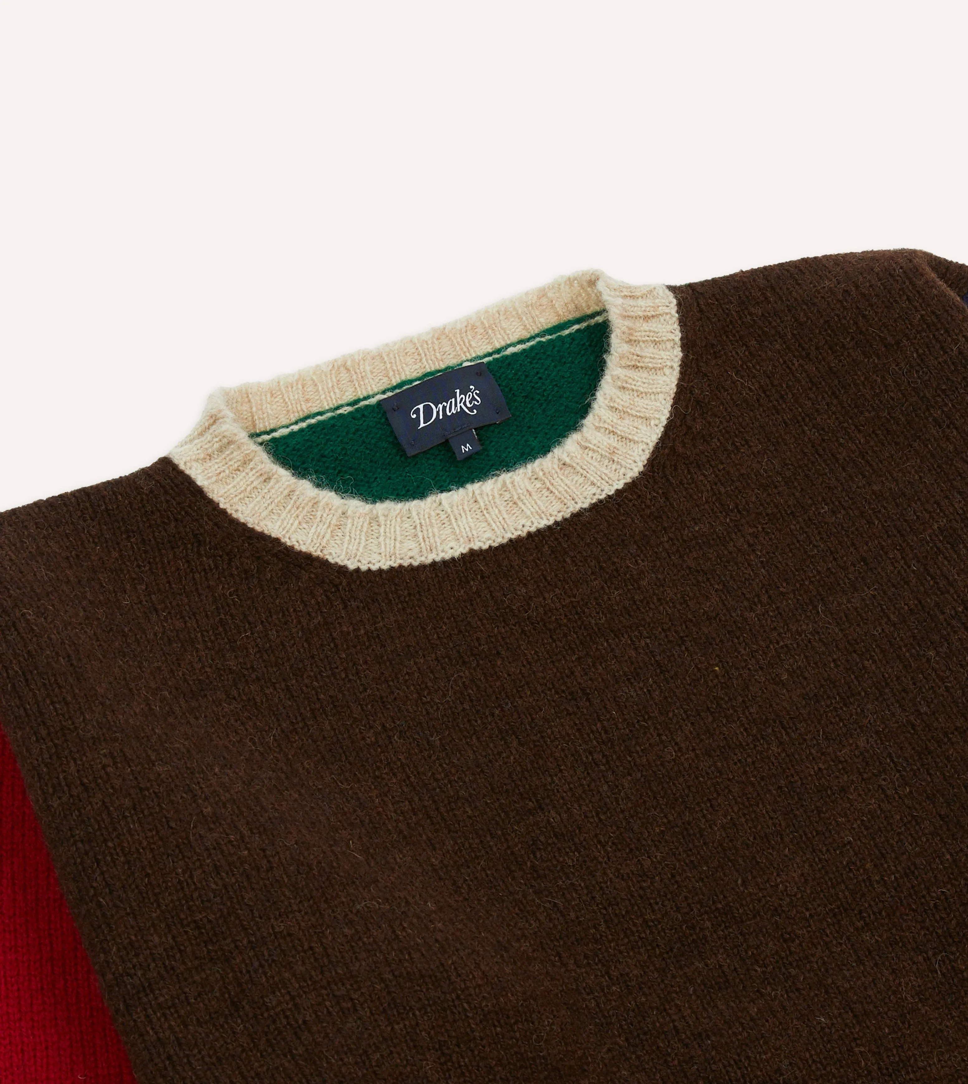 Brown Multi Colourblock Brushed Shetland Crew Neck Jumper Layer Comfort Classic Comfort