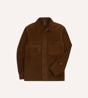 Sleek Fit Brown Roughout Suede Overshirt