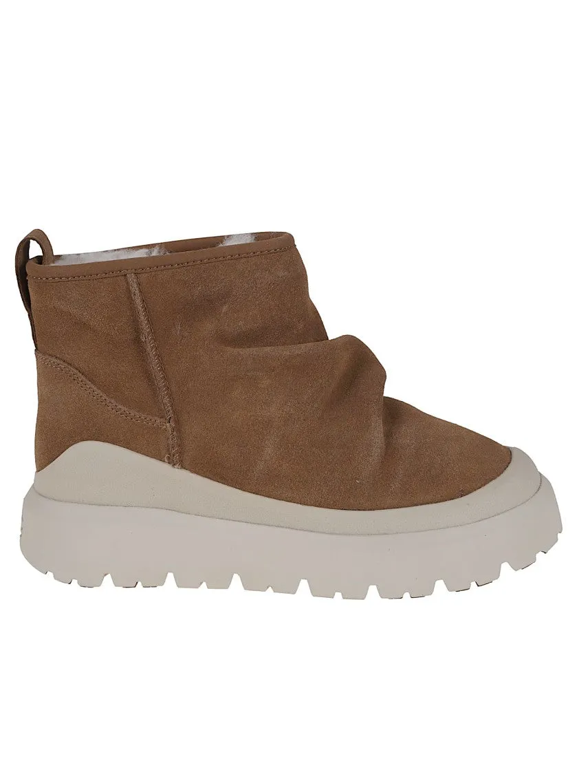 Brown Suede Relaxed-Fit Utility Mini Boots Color Pop