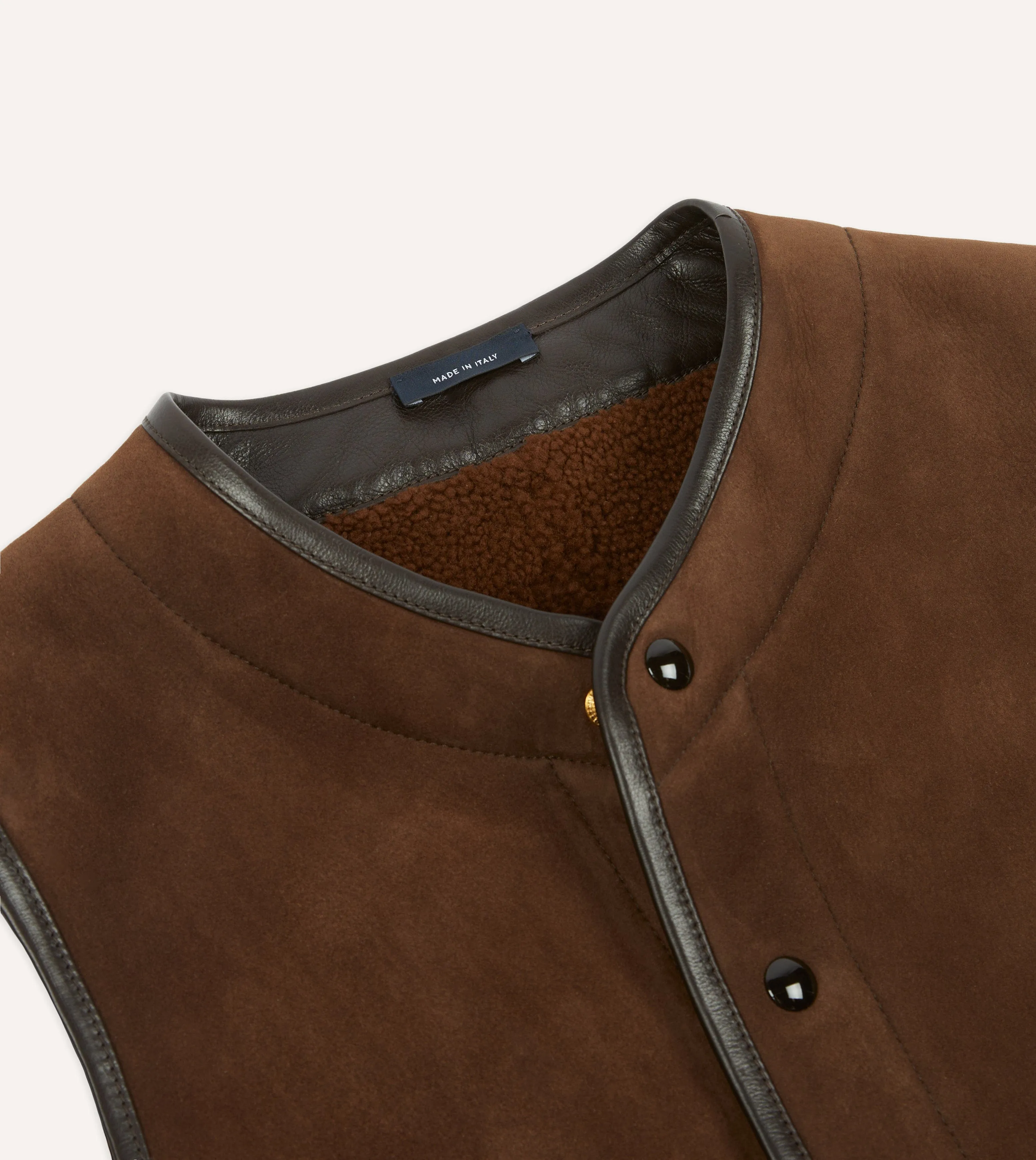 Statement Outerwear SiliconeGrip Brown Suede Shearling Vest