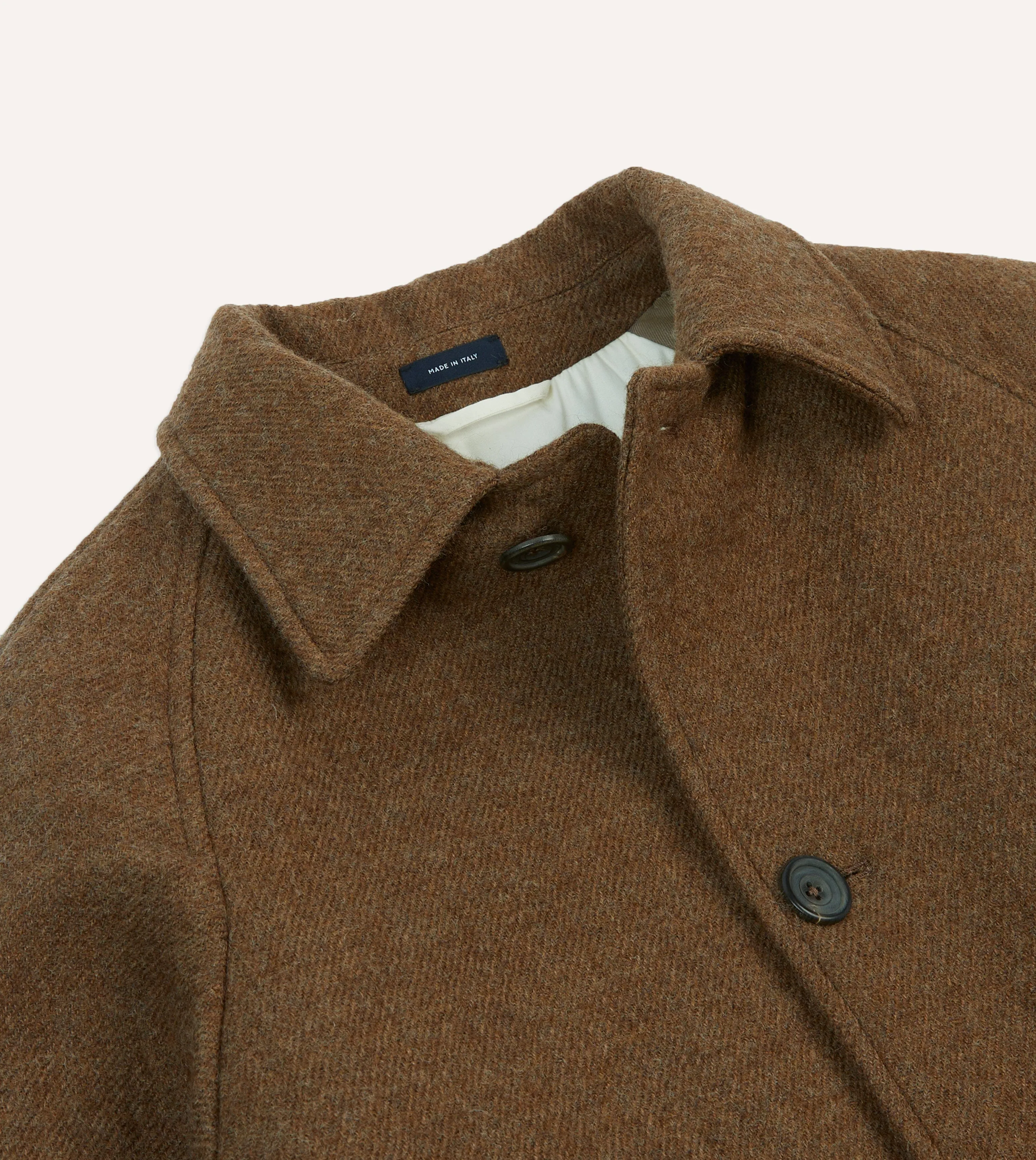 Brown Wool Car Coat Quick Release Buckles