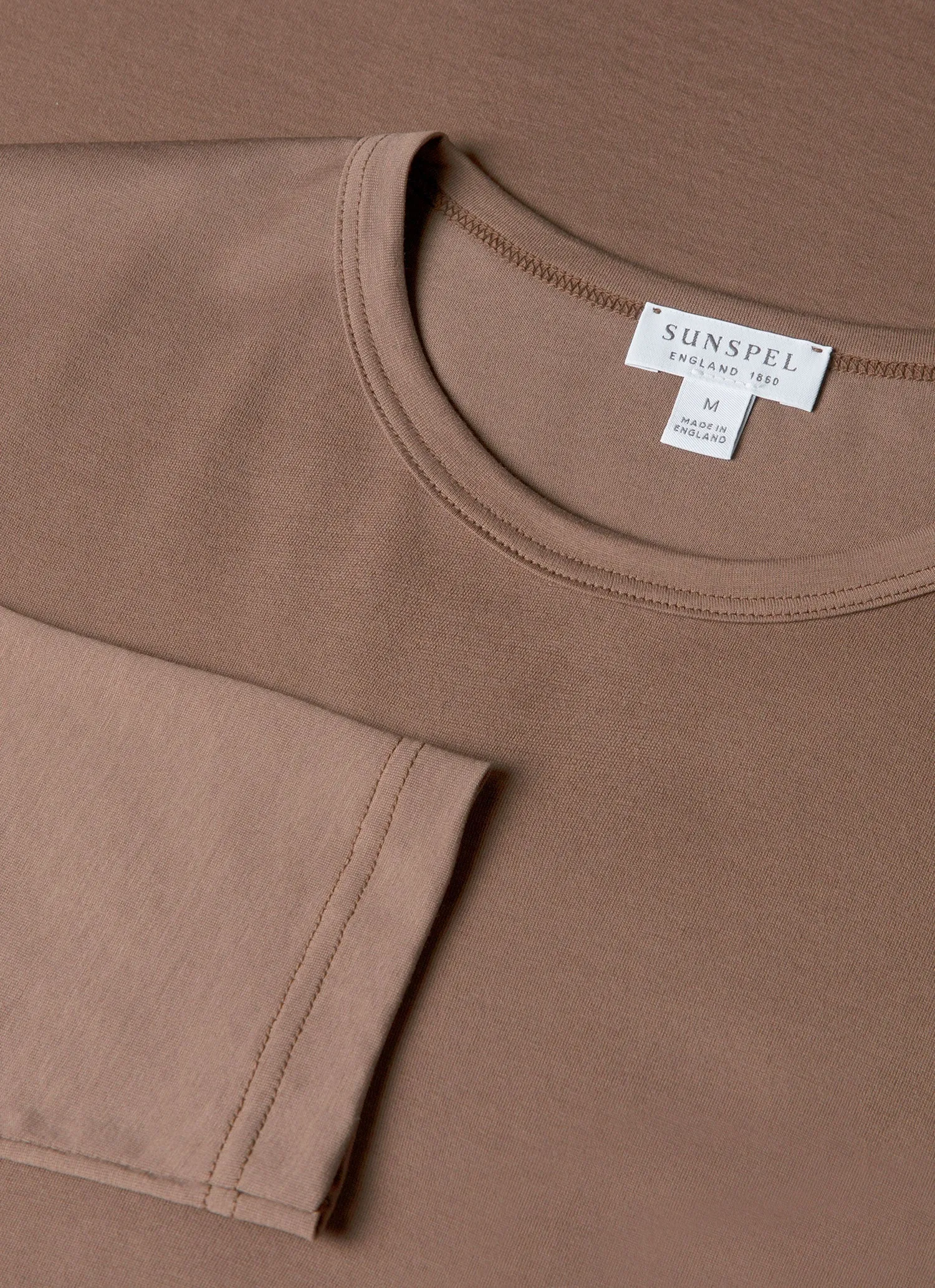 Casual Choice Stretch Jersey Knit Men's Long Sleeve Classic T-shirt in Bark