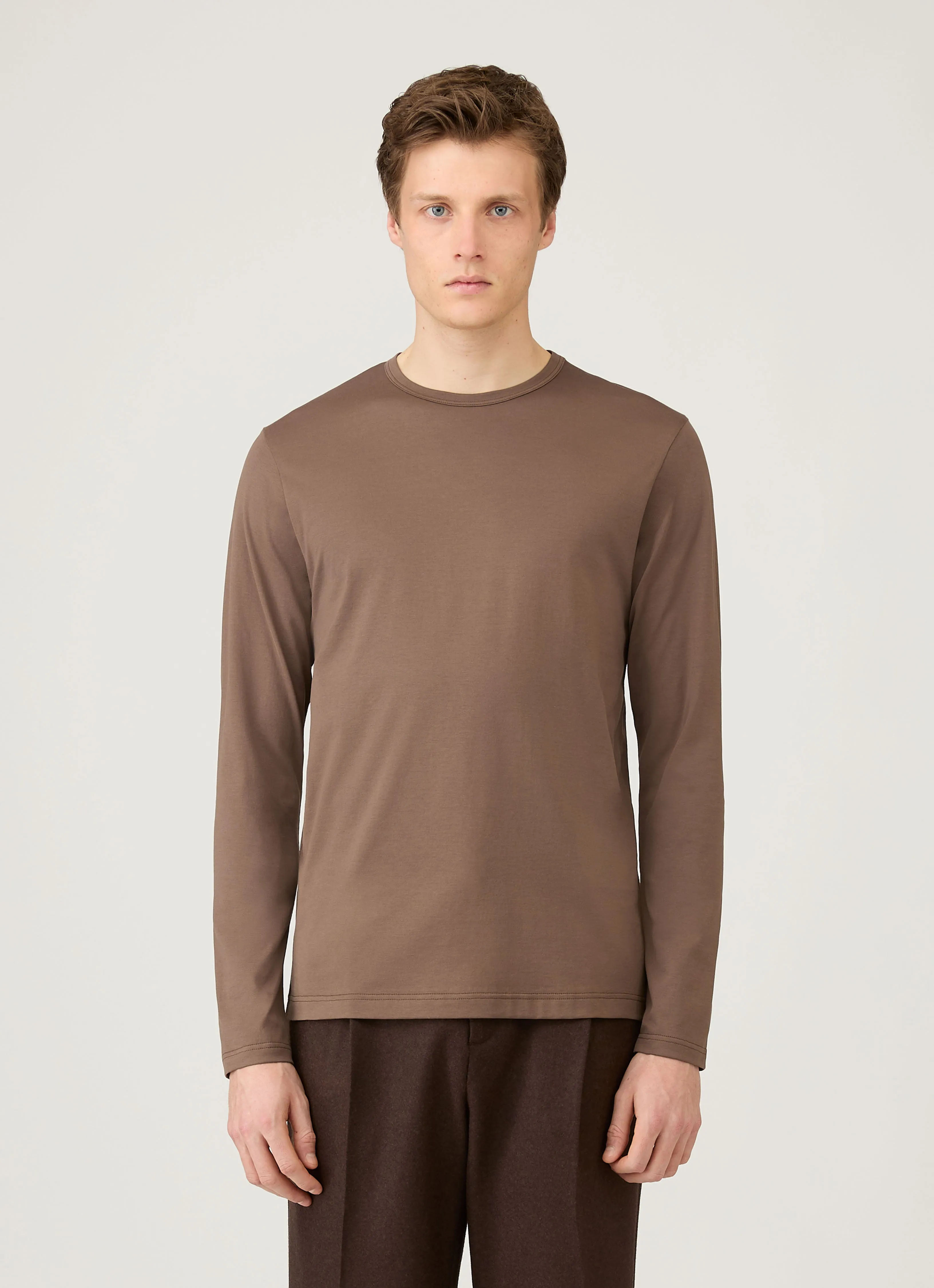 Comfy Fit Layer Men's Long Sleeve Classic T-shirt in Bark