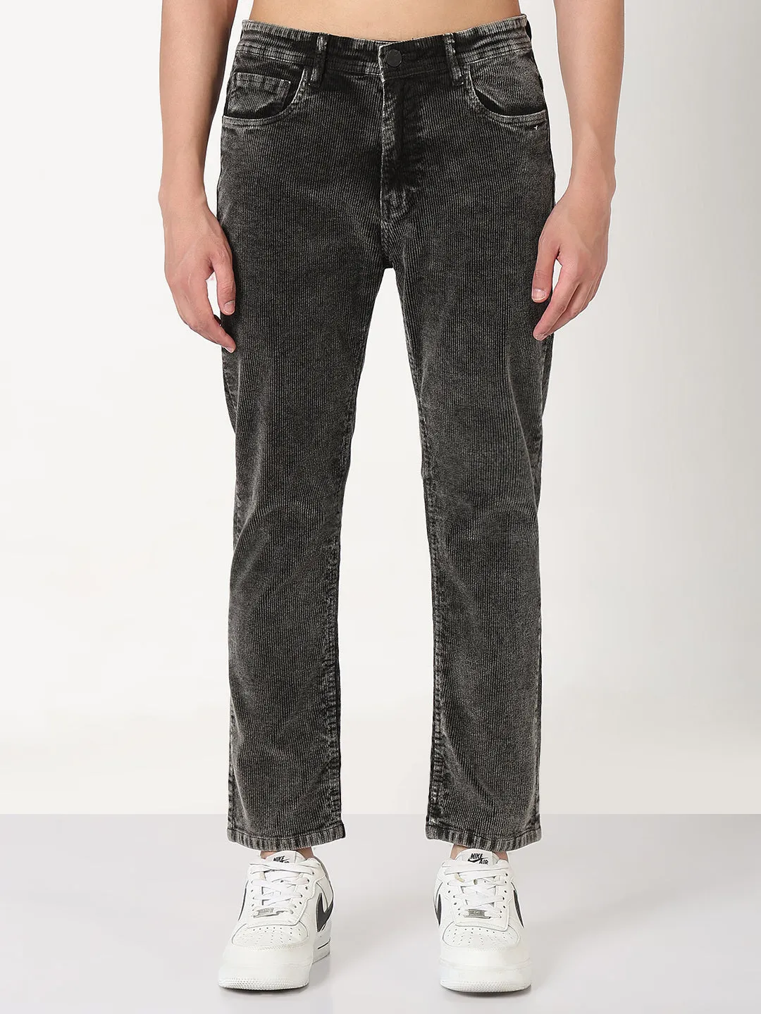 Men's Brown Slim Fit Corduroy Jeans Trendy Sunny Vibes