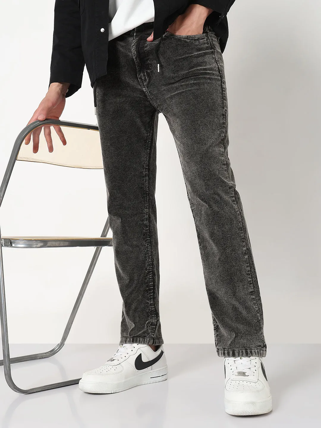 Fashion Lover Outdoor Enthusiast Men's Brown Slim Fit Corduroy Jeans