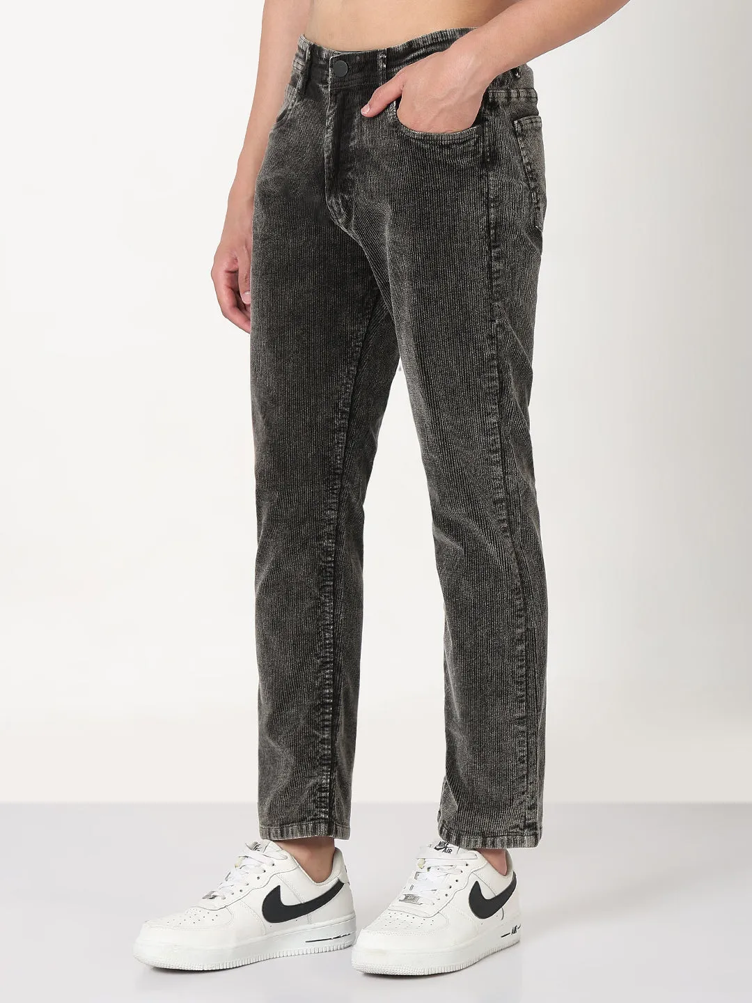 Men's Brown Slim Fit Corduroy Jeans Subtle Palette Straight Cut