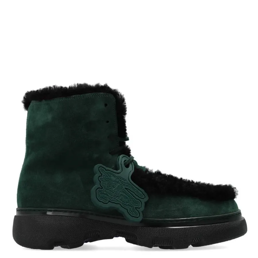 Burberry Creeper Shearling Round Toe Lace-Up Boots, Brand Size 41 (US Size 8) Wide Ease Full Support