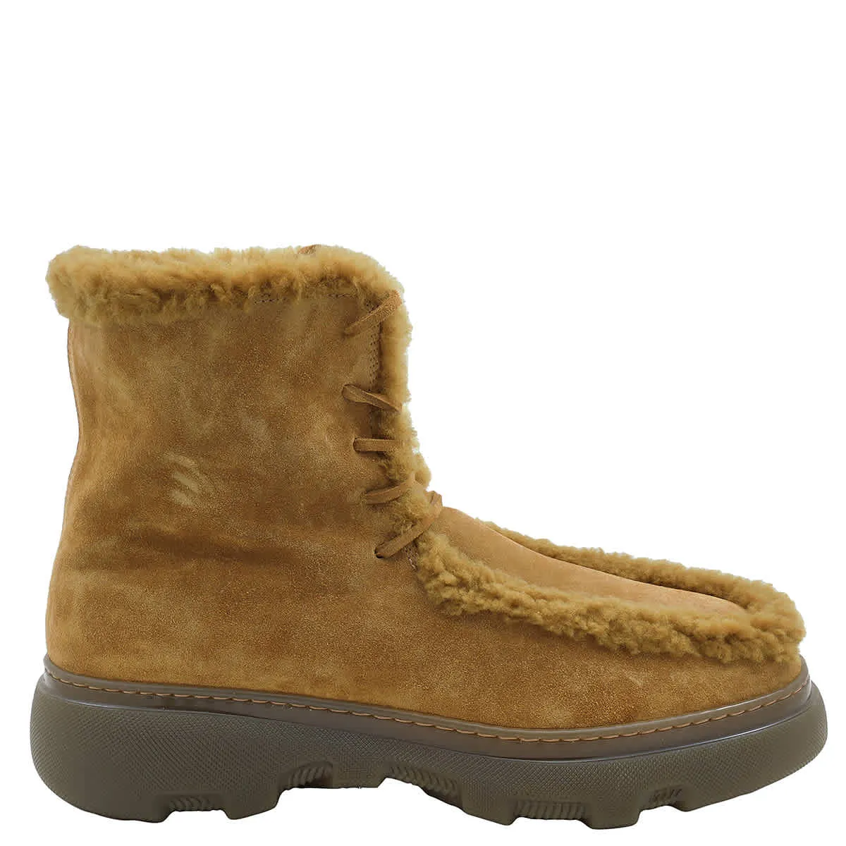 Burberry Shearling-Trim Suede Creeper Boots American Prep