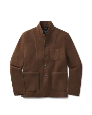 Burnham Knitted Wool Blazer - Tweedy Brown Modern Utility Waterproof Coating