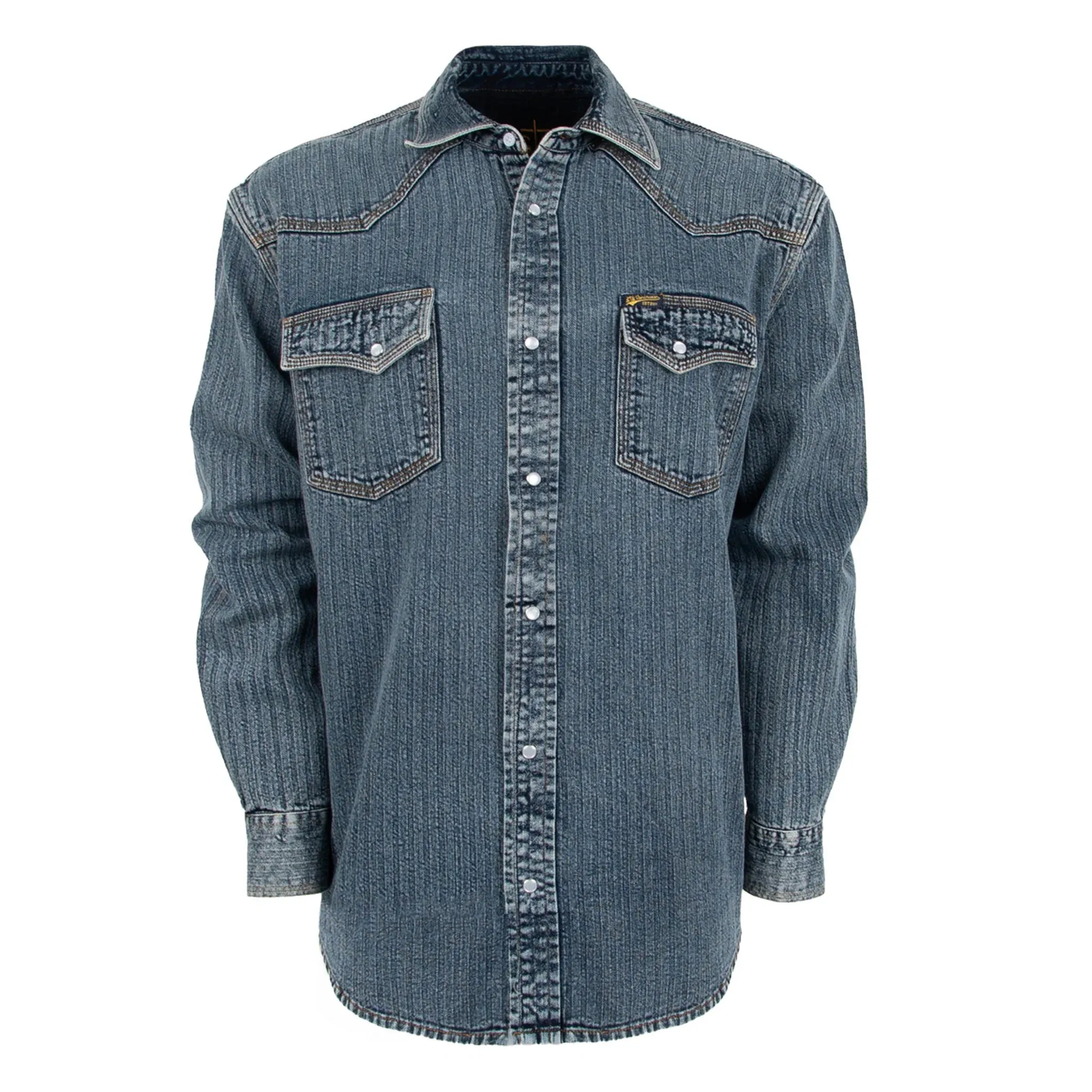 STS Ranchwear Men's Duke Western Denim Snap Shirt in Medium Wash Adjustable Fit Wear Resistant Fabric