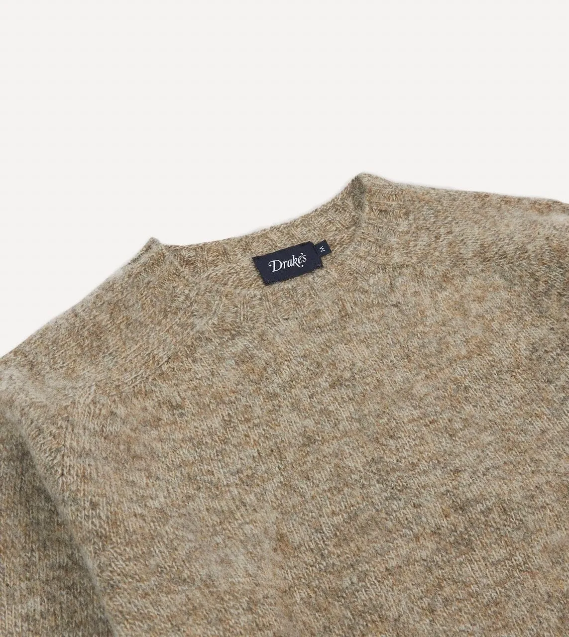 Camel Brushed Shetland Crew Neck Jumper Double Layered
