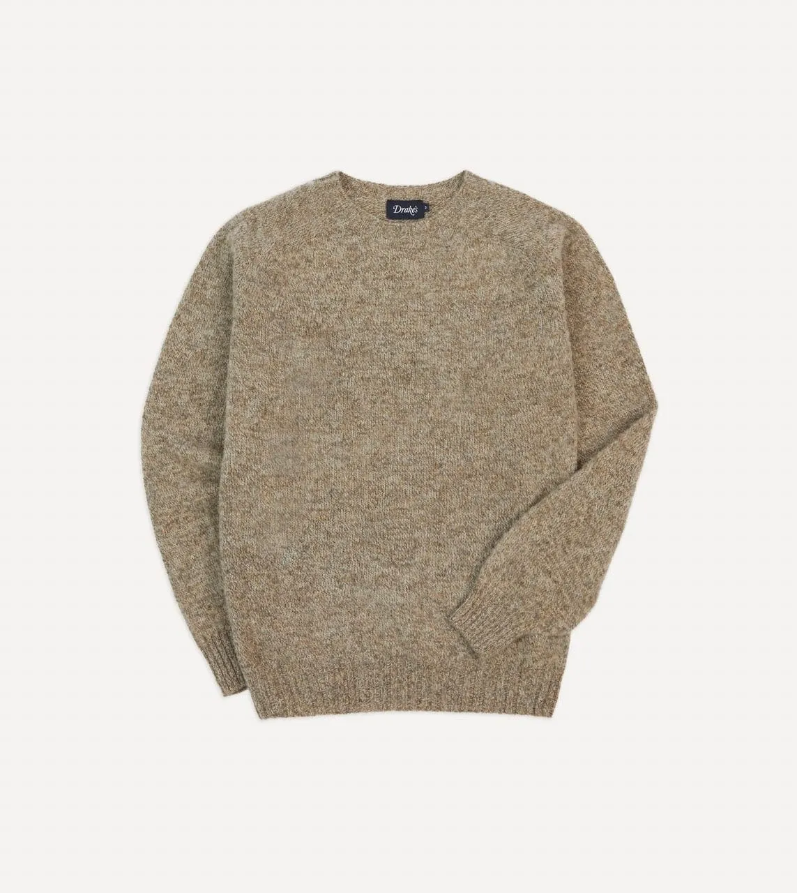 Camel Brushed Shetland Crew Neck Jumper Multi Layer Weaving Fray Resistant Edges