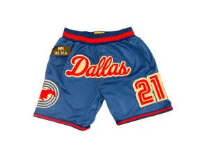 Chill Look Snag Free Material SMU Basketball Shorts BLUE 214