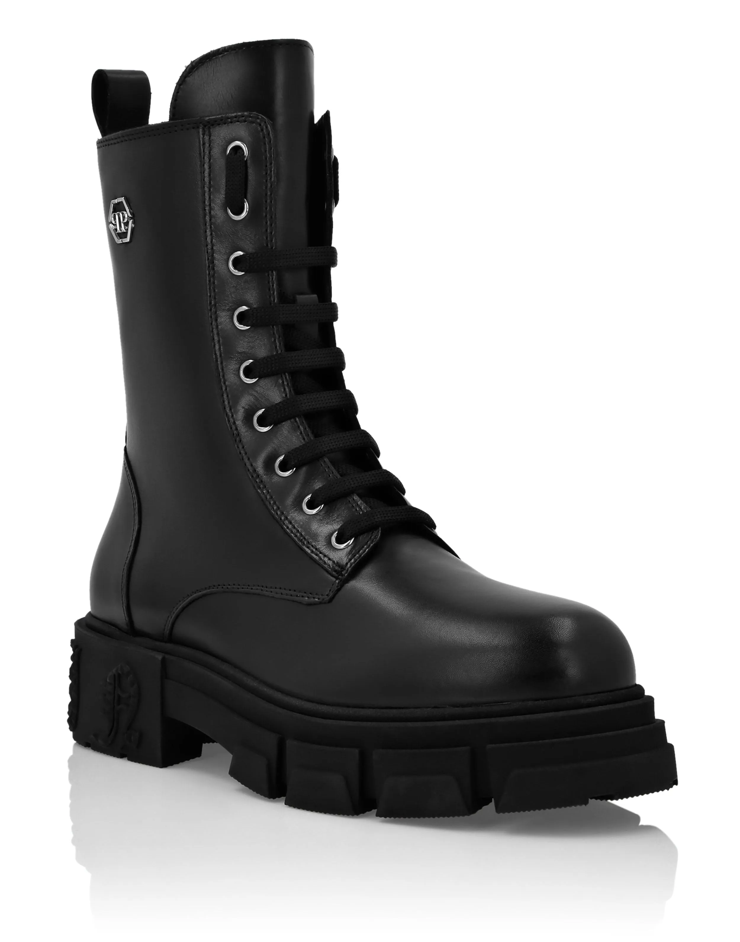 Base Shade Blake Stitched Sole Calf Skin Leather Boots Mid Flat Hexagon