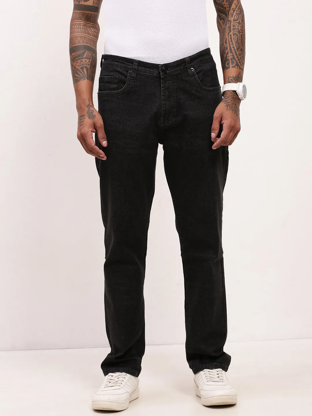 Basic Fashion Shopping Day High Quality Weekend Style Men's Charcoal Solid Straight Fit Jeans