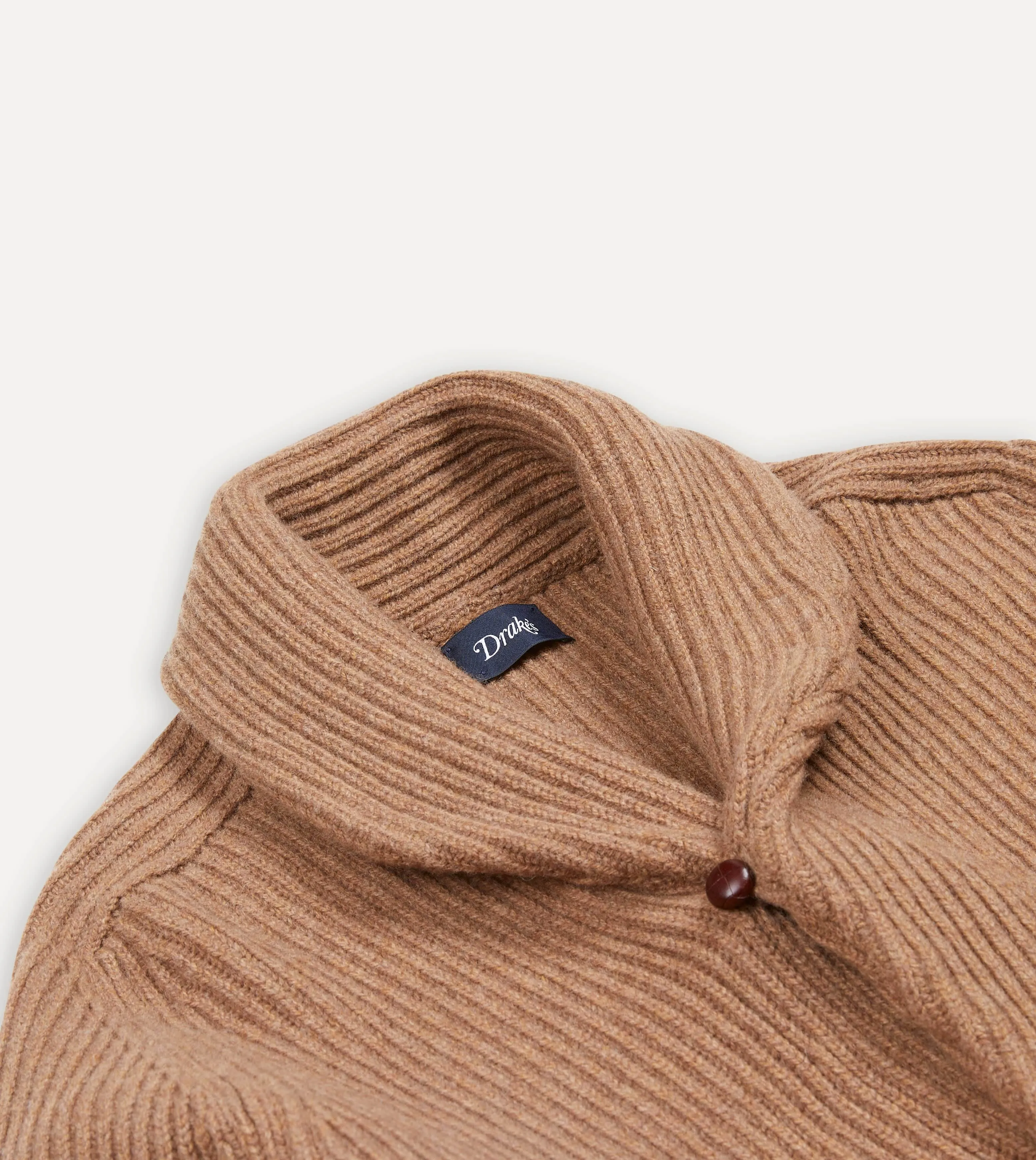 Camel Lambswool Shawl Collar Cardigan Autumn Layer
