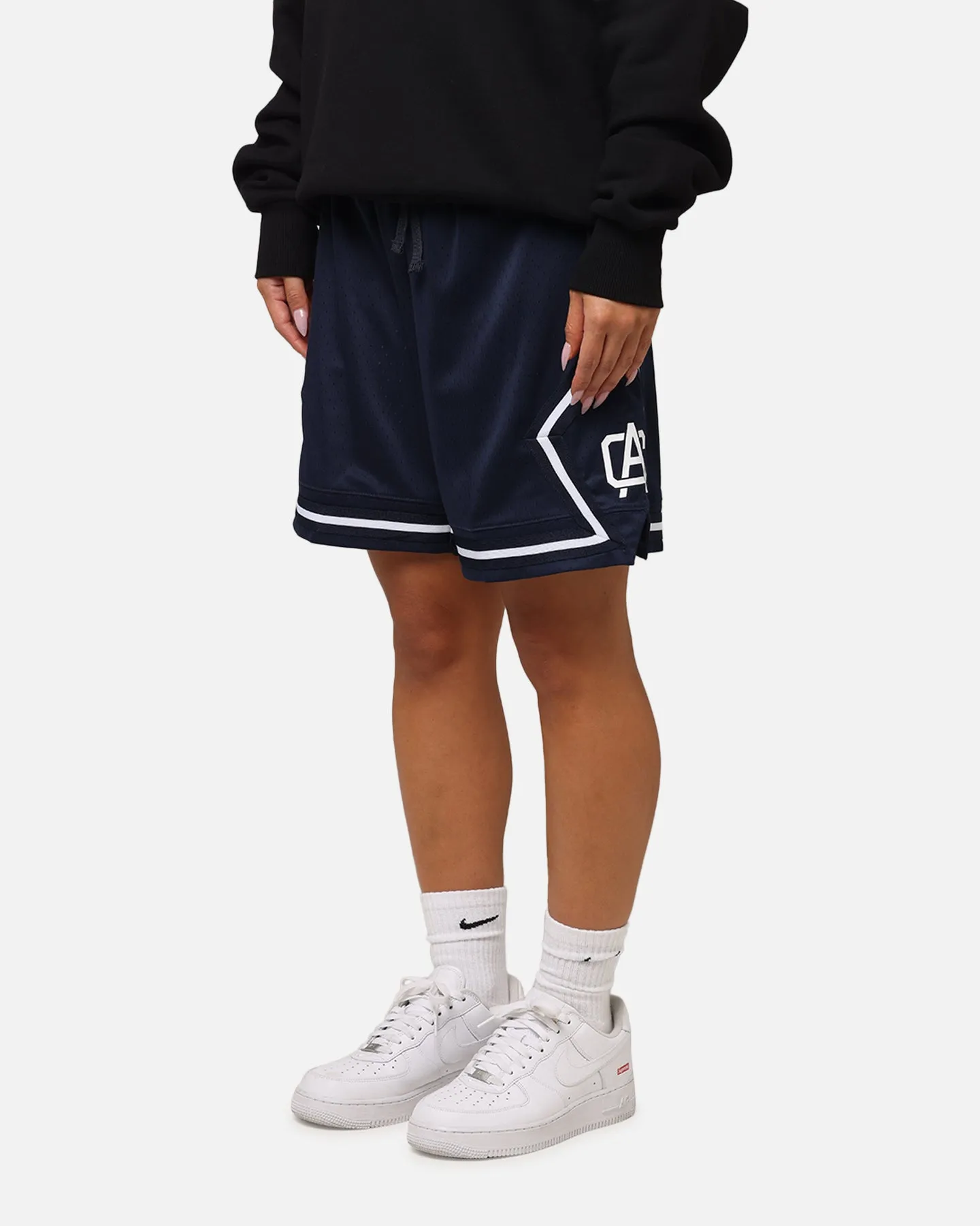 Carre Fold Mesh Basketball Shorts Navy/White Breezy Layer