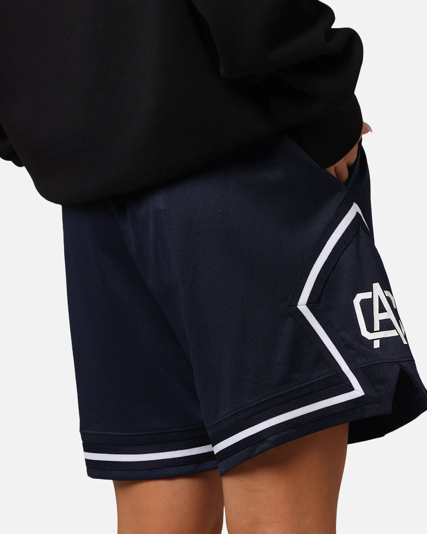 Sporty Comfort Fit Carre Fold Mesh Basketball Shorts Navy/White