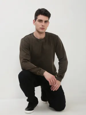 Men's Brown Solid Sweatshirt Anti Odor Pullover