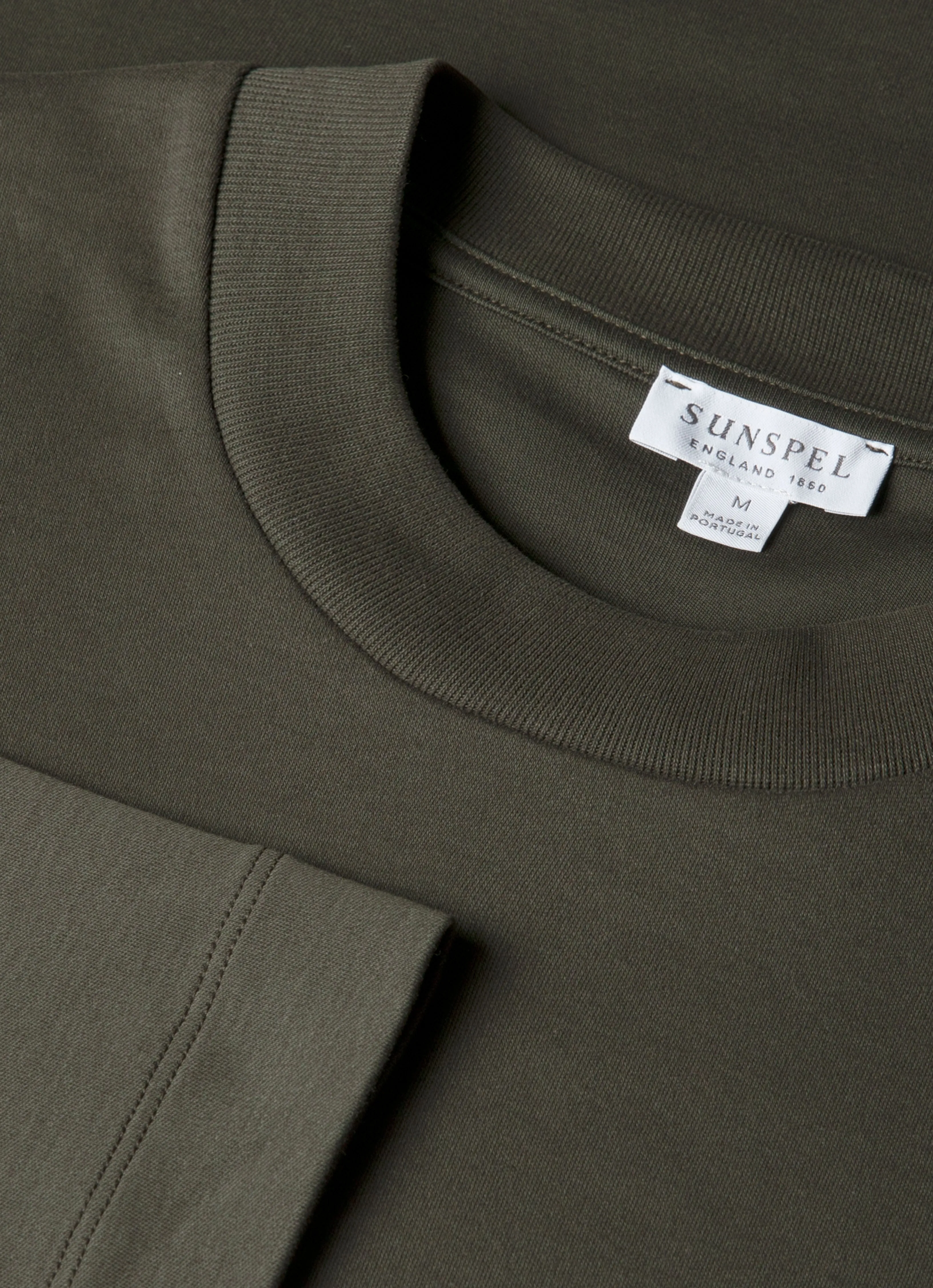 Layered Collar Men's Long Sleeve Heavyweight T-shirt in Dark Green