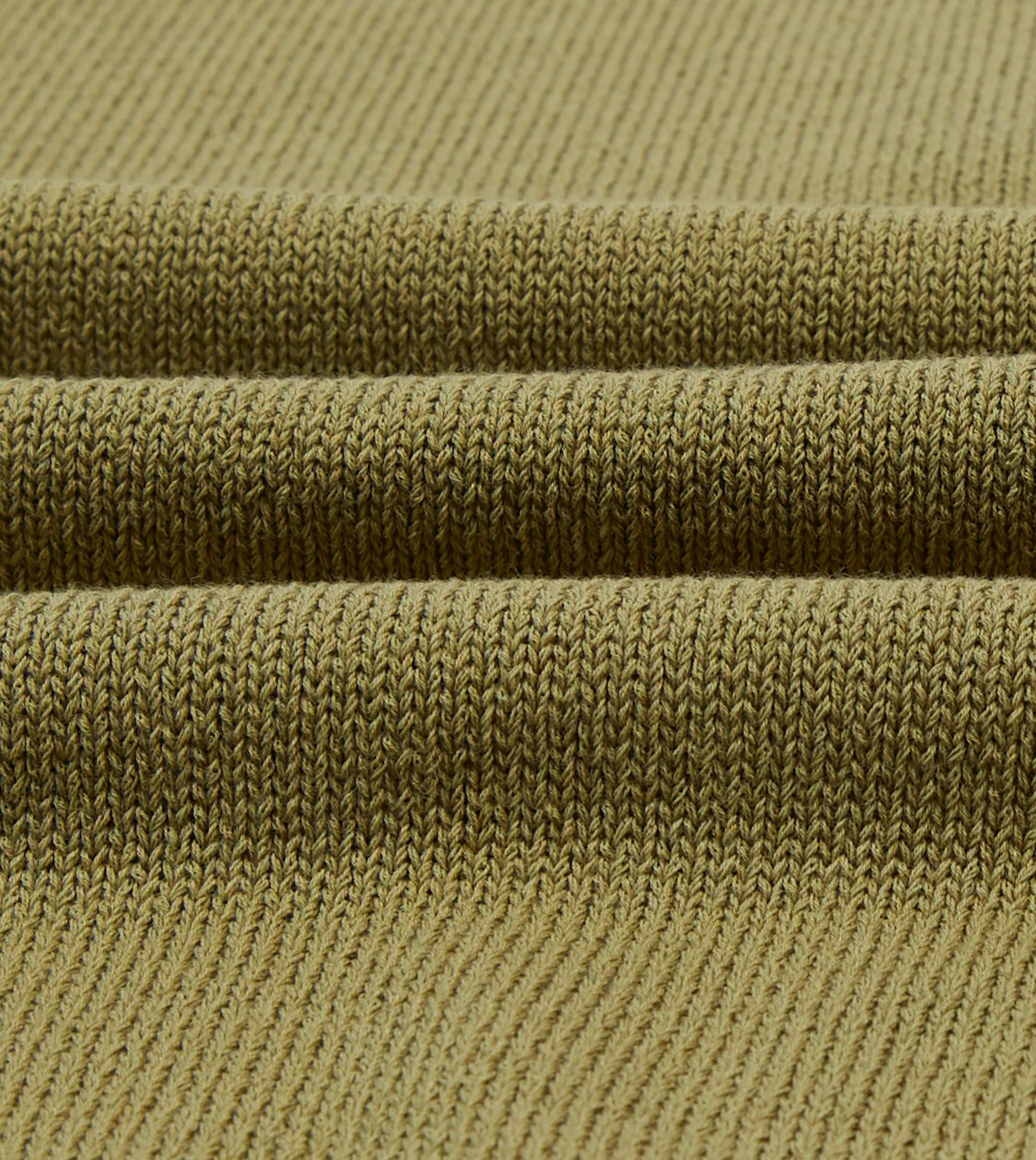 Green Knitted Crepe Cotton Short-Sleeve Polo Shirt Textured Weave Unisex Fit