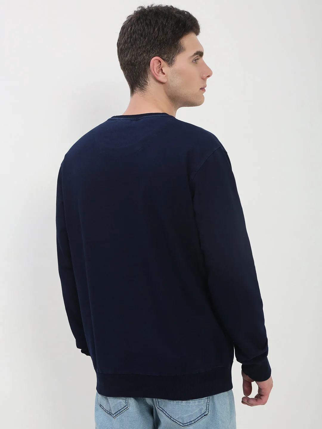 Night Out Soft Layer Men's Navy Blue Solid Sweatshirt
