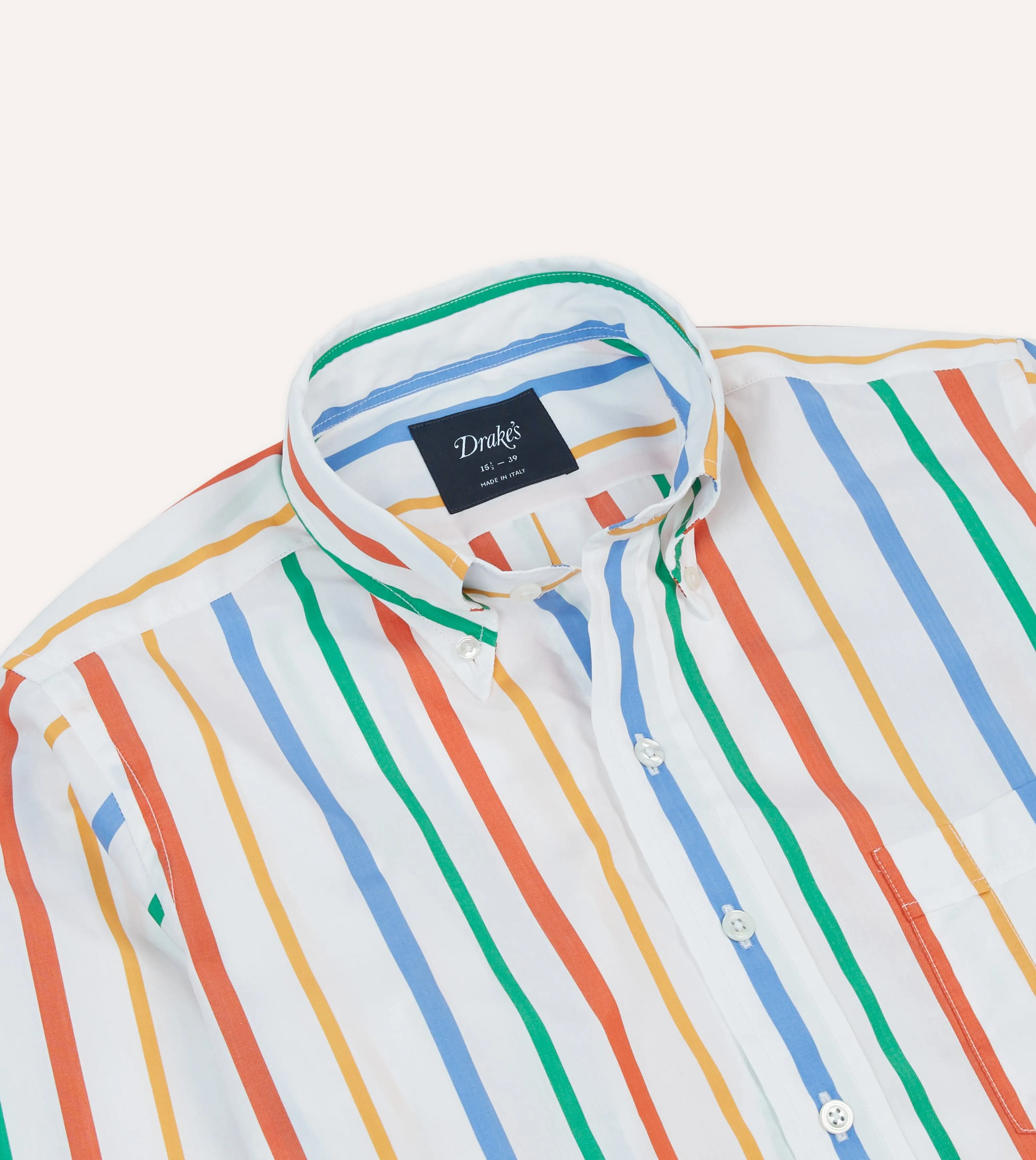 Relaxed Waist Layering Piece Multi Stripe Poplin Button-Down Shirt