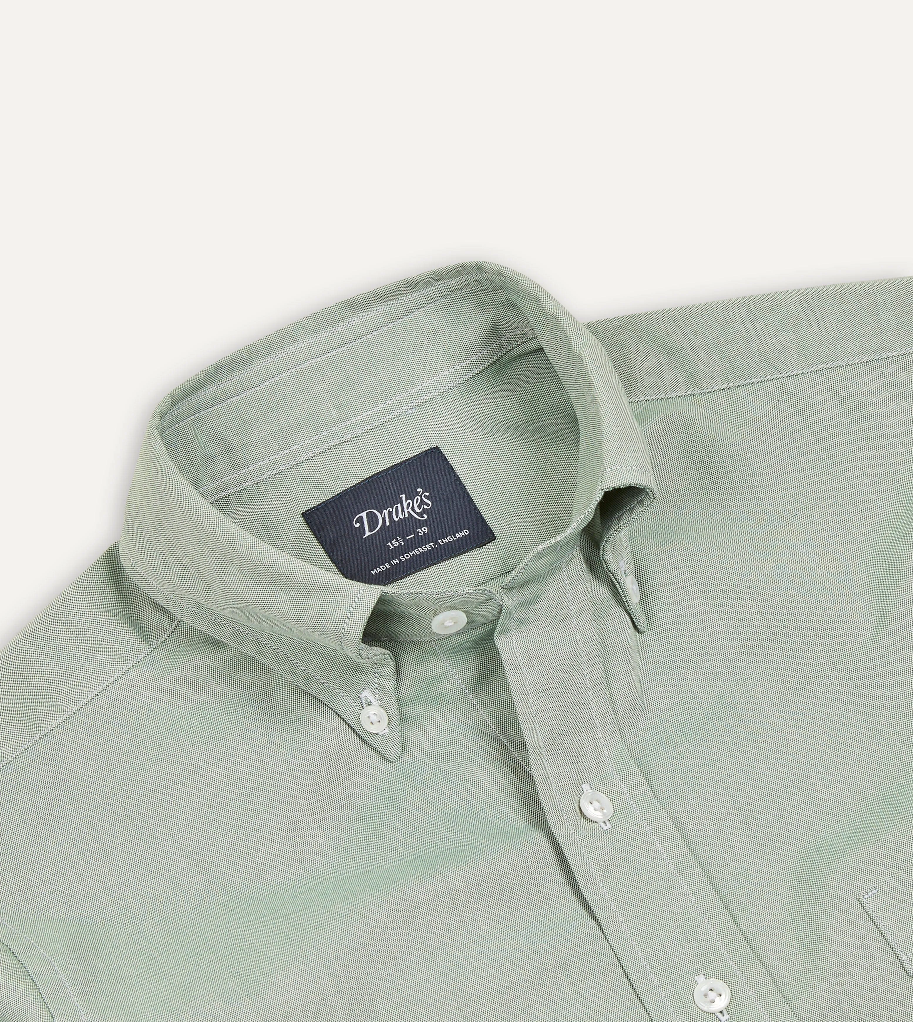 Green Pinpoint Oxford Cotton Cloth Button-Down Shirt Eco Friendly Production Comfy Layering