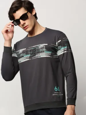 product chain toughness Men's Grey Graphic Printed Cotton Pullover